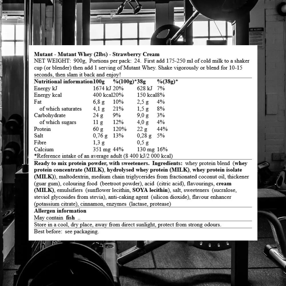 Mutant Mutant Whey (2lbs) Strawberry Cream - Proteine 3/3