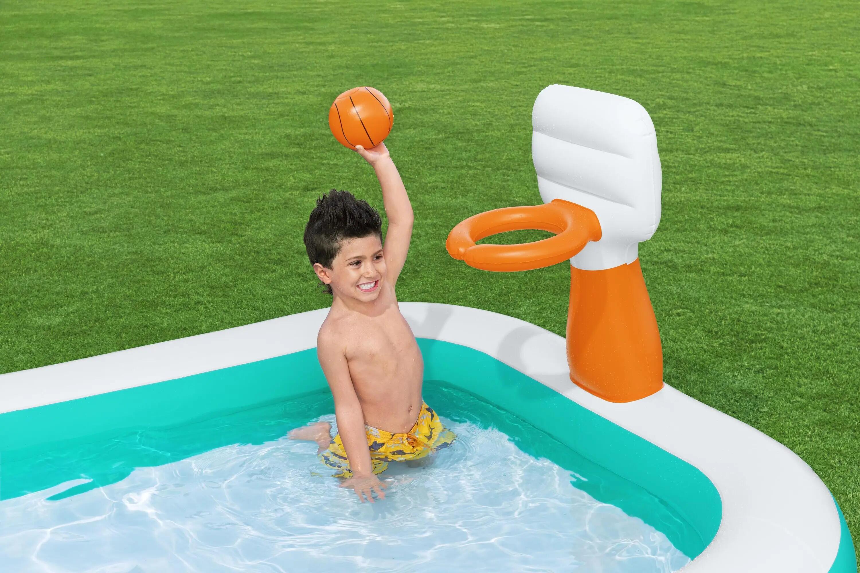 Piscina Hinchable Infantil Juego Basket 251x168x102 cm 9/9