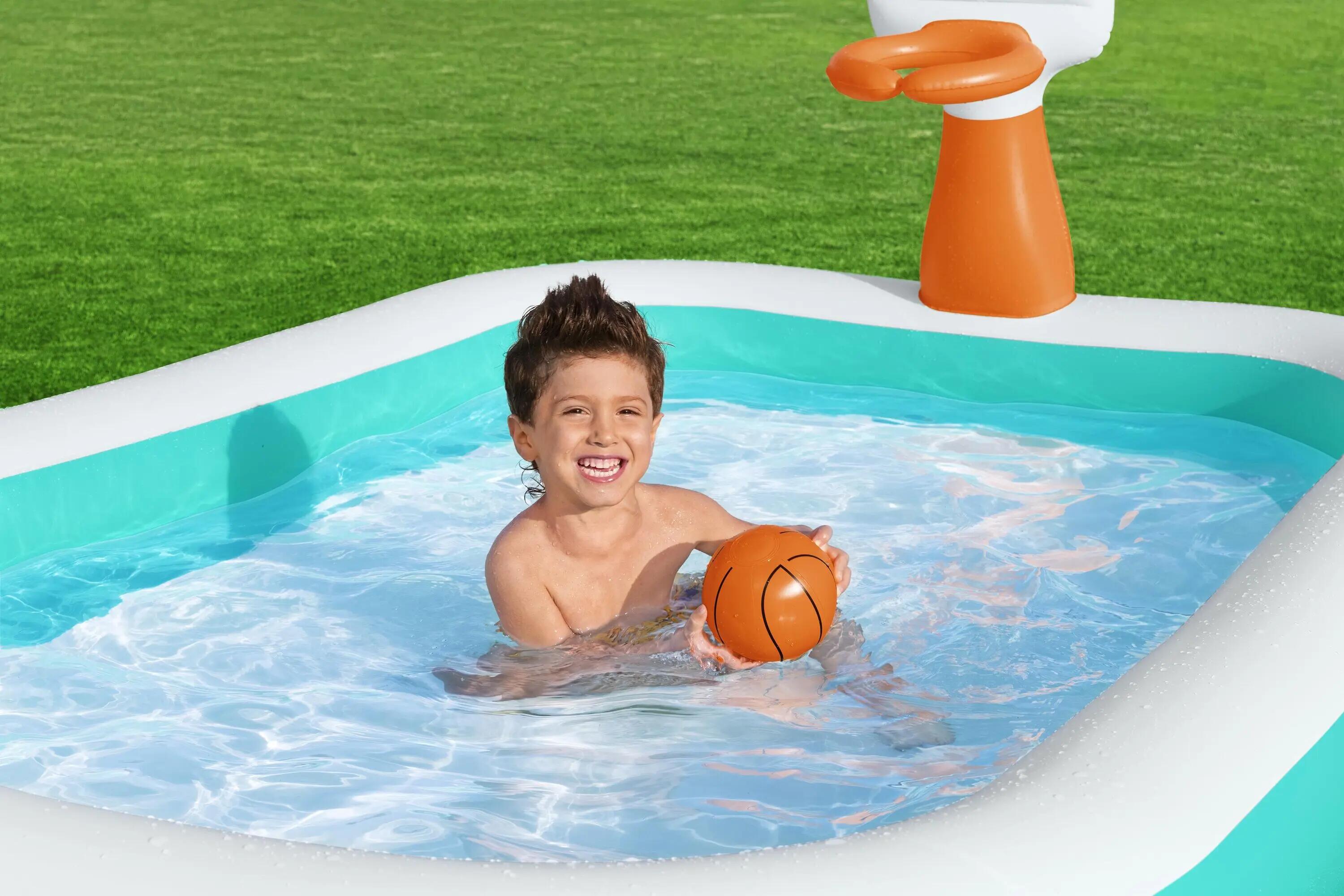 Piscina Hinchable Infantil Juego Basket 251x168x102 cm 8/9