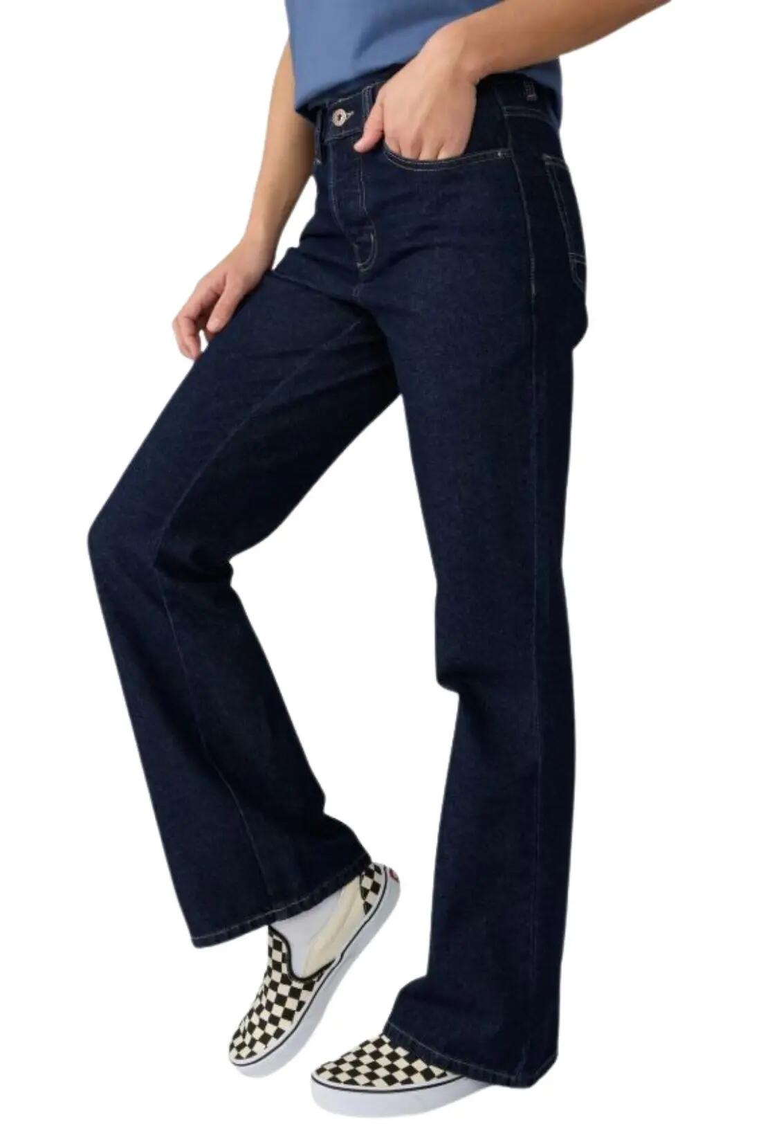 Rifle - športové oblečenie - dámske - bootcut, s vysokým pásom - modrá 2/4
