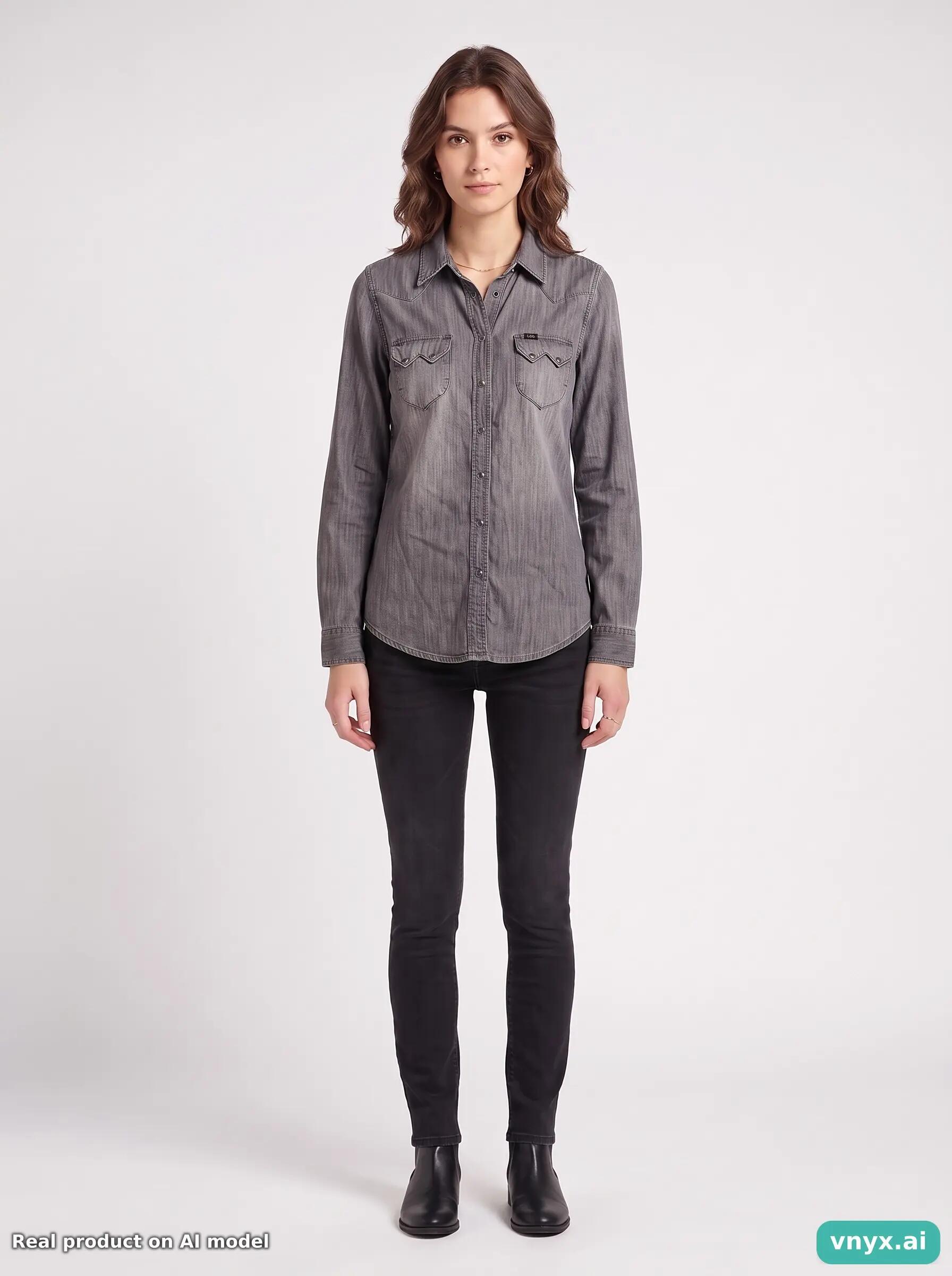 Second Life - Vintage Lee Grey Casual Shirts Women S 6/6