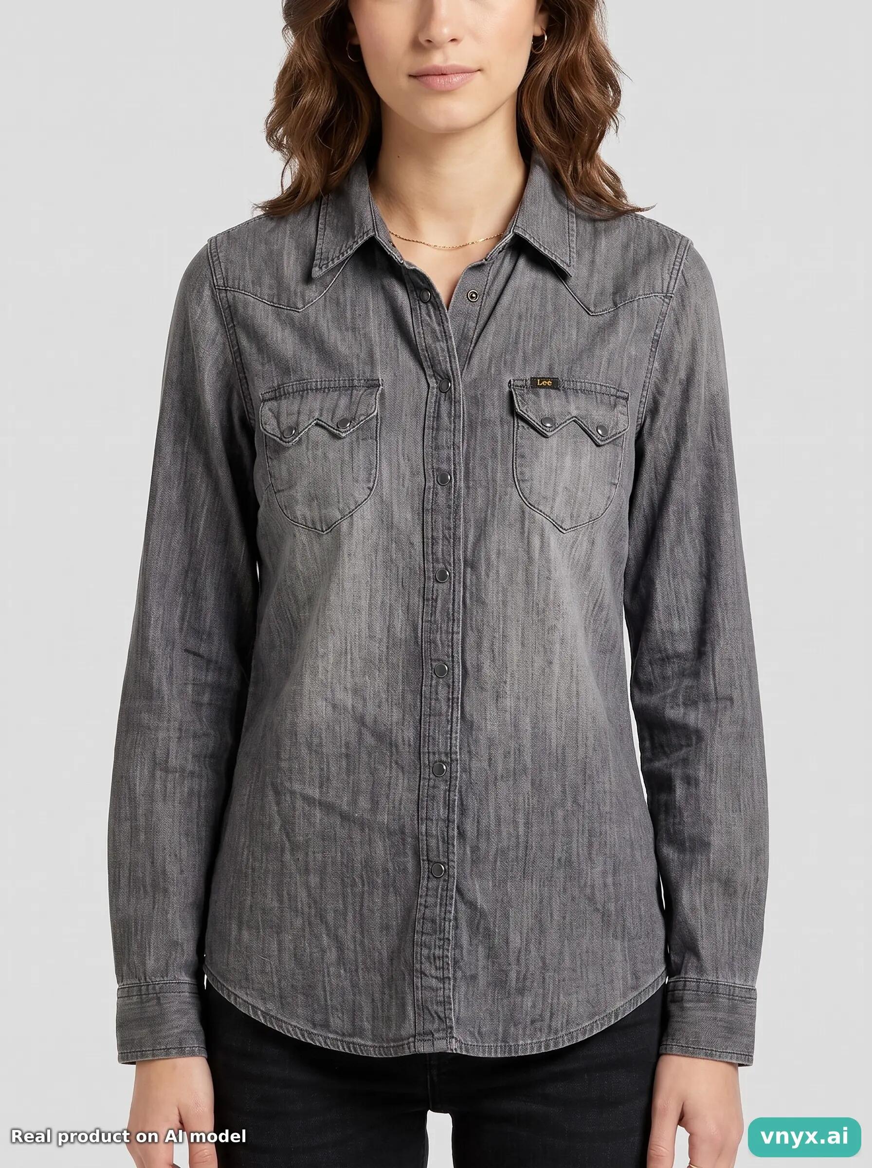 Second Life - Vintage Lee Grey Casual Shirts Women S 5/6