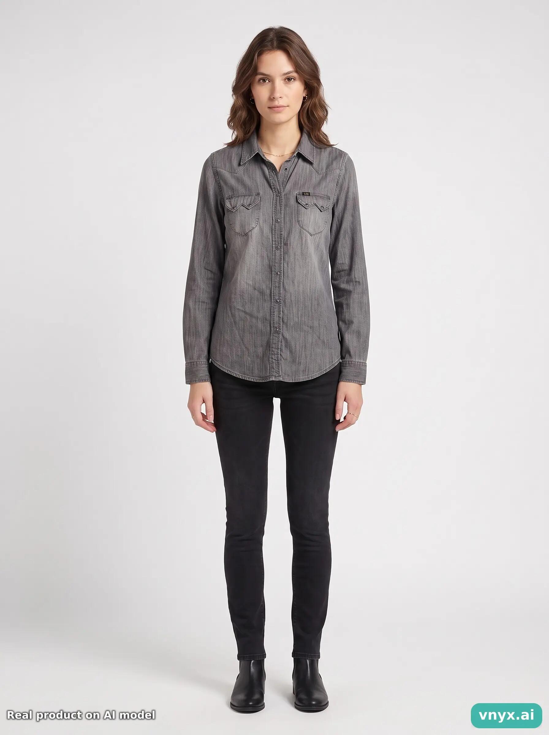 Second Life - Vintage Lee Grey Casual Shirts Women S 4/6