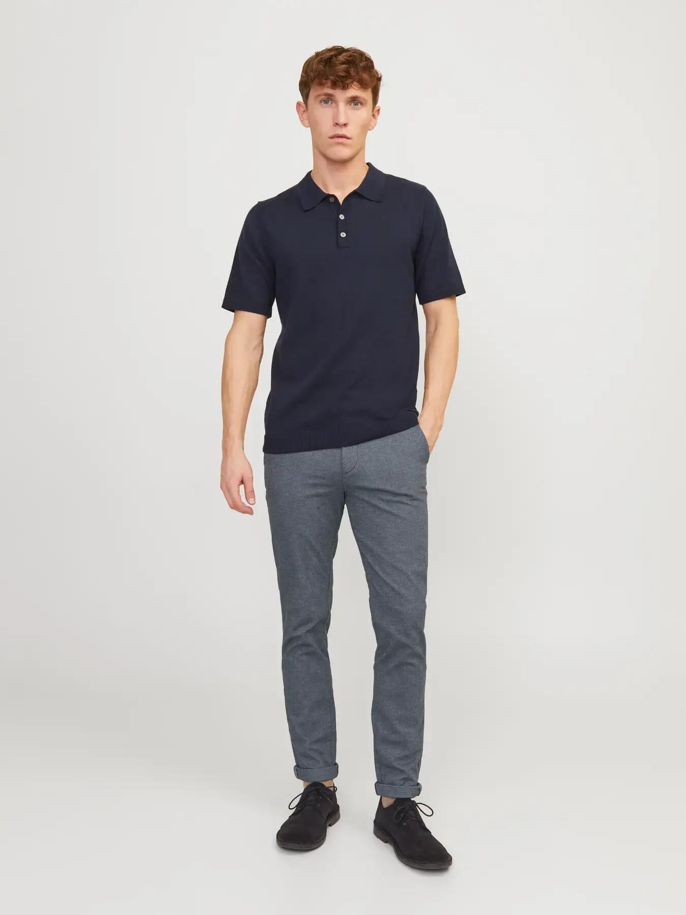 Herren Chinohose Slim Fit Marco Fury L34 Hellblau 5/8