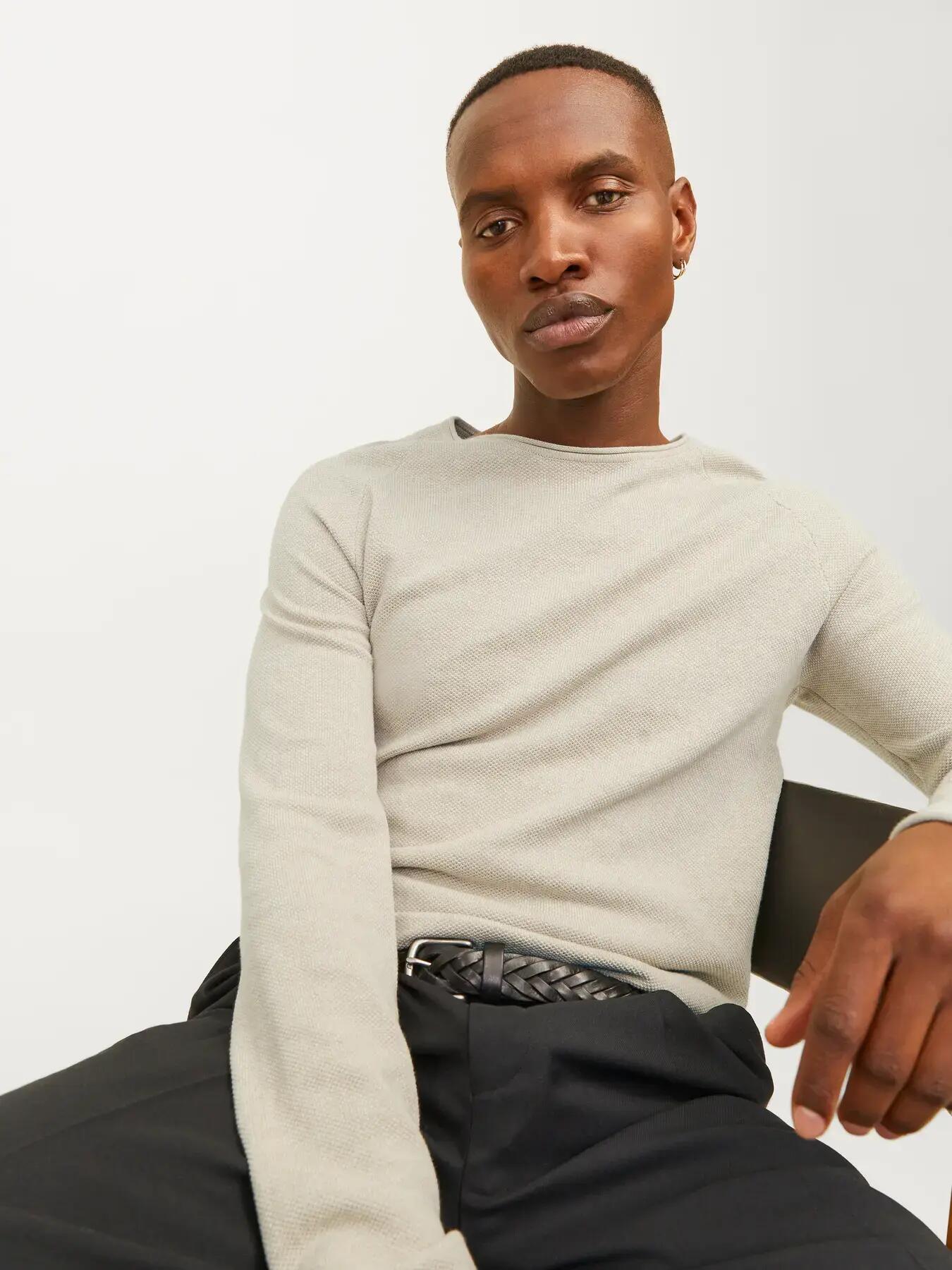 Homme Pull Structure Fit Hill Gris clair 8/8