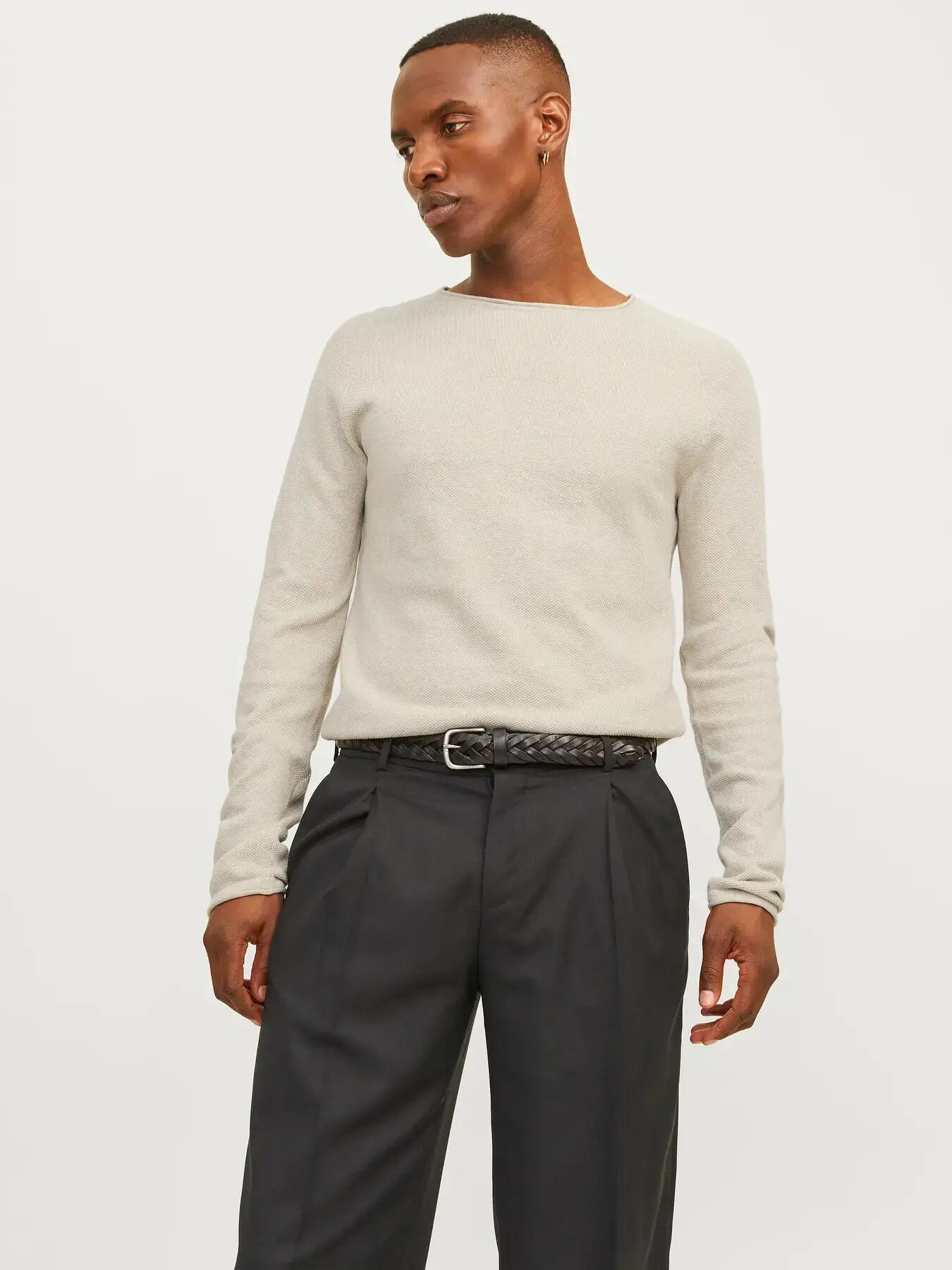 Homme Pull Structure Fit Hill Gris clair 3/8