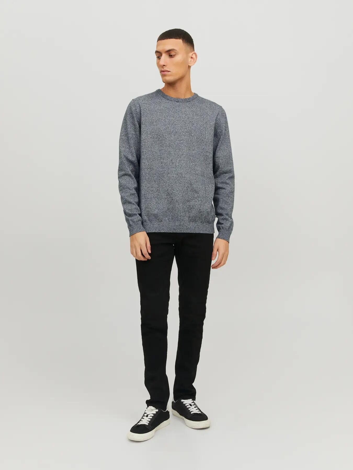 Homme Pull Regular Fit Basic Bleu marine 5/8