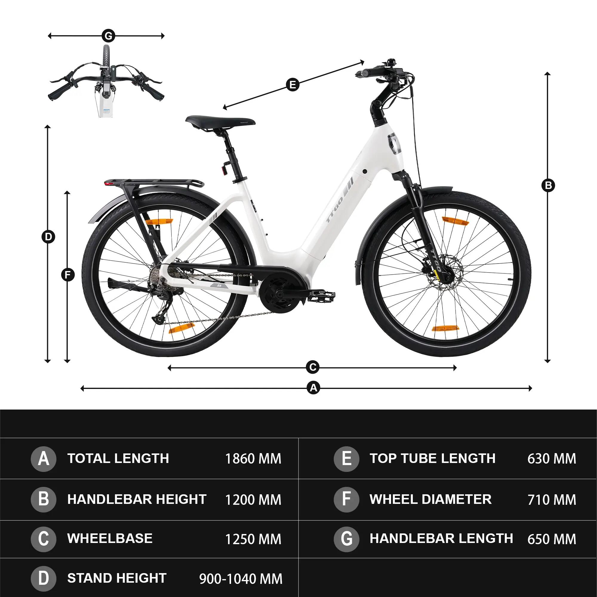 Elektrický bicykel pre dospelých TTGO Z5, motor 250 W, batéria 36 V 18 Ah 5/14