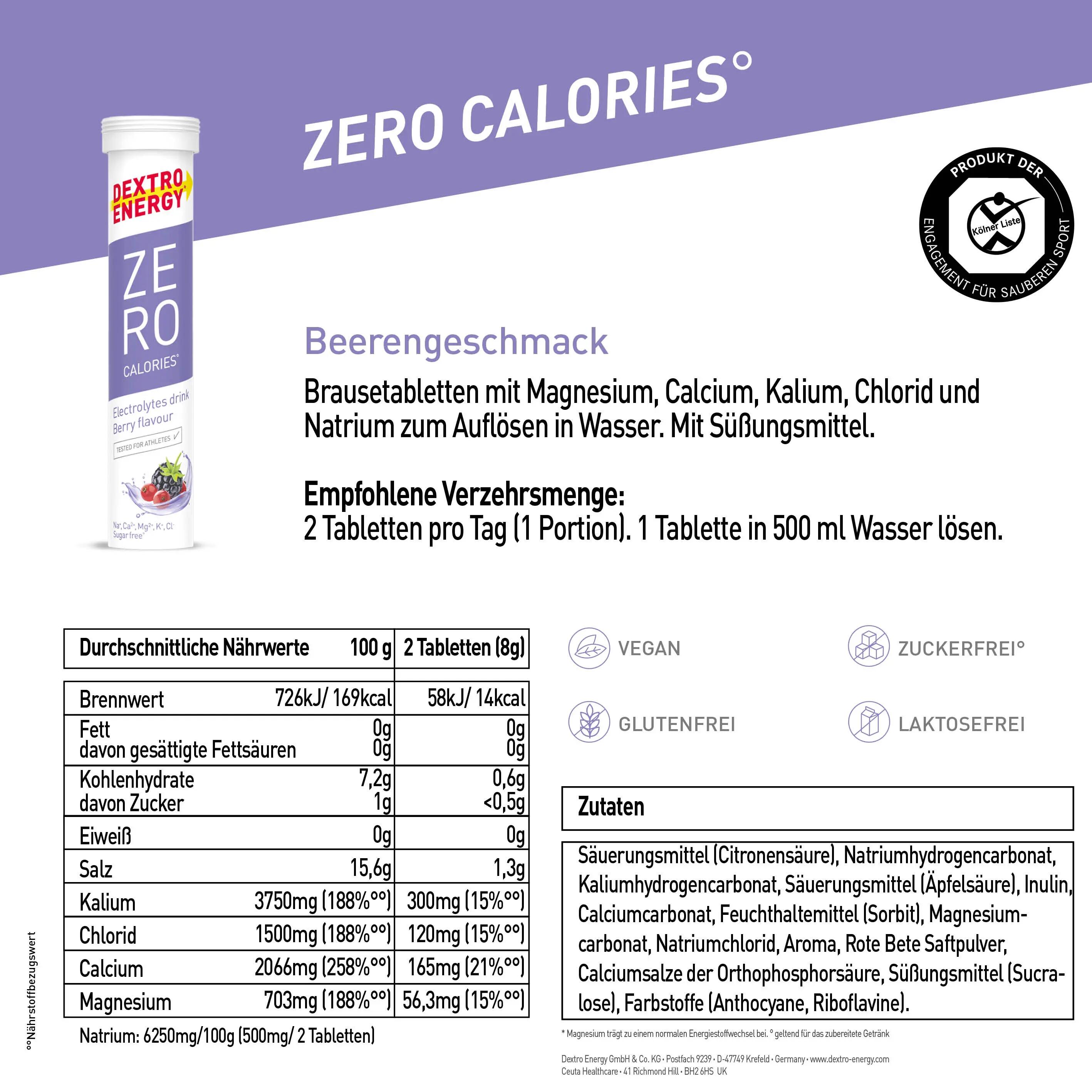 Zero Calories Berry, 12x20, zuckerfreie Elektrolyt-Brausetabletten 6/6