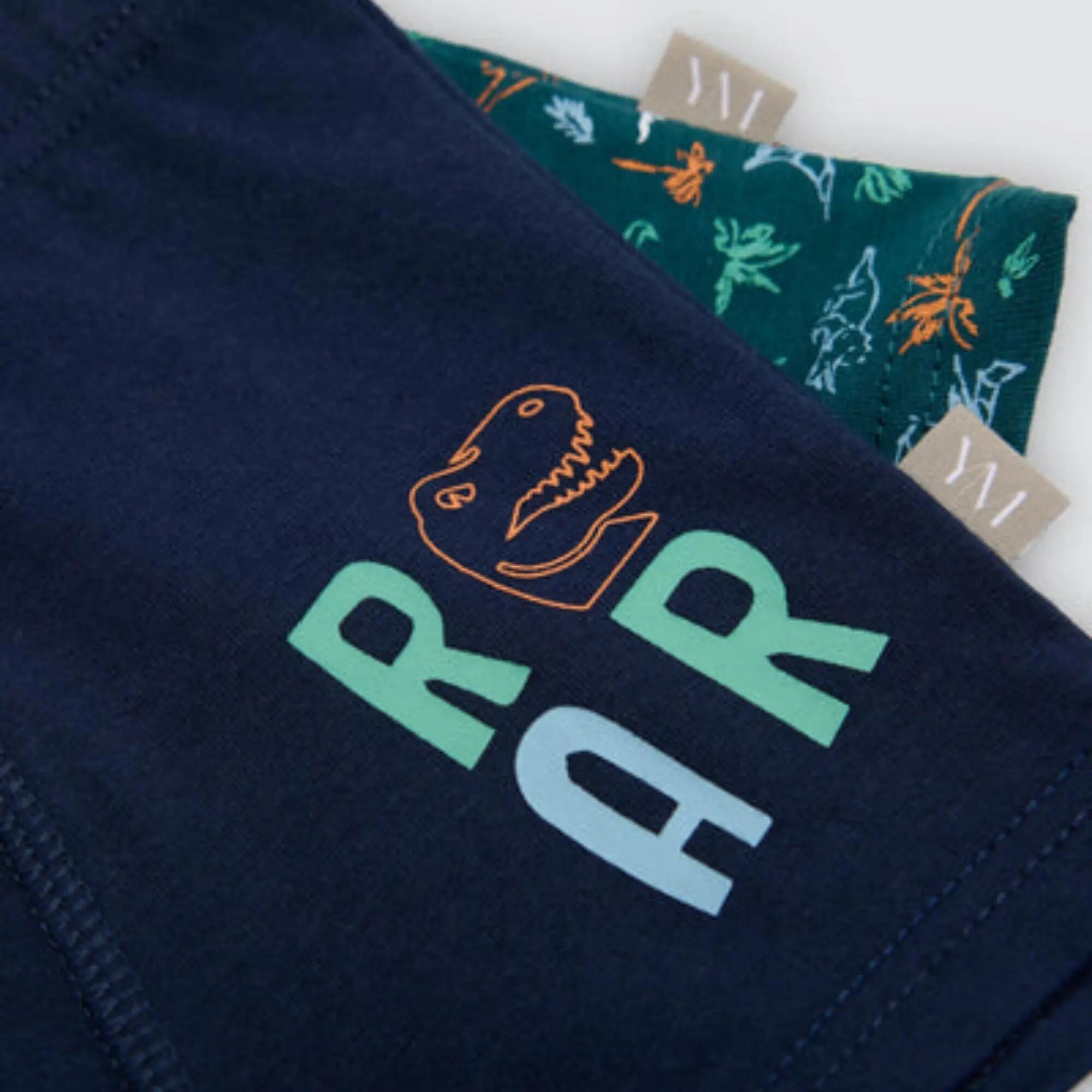 Pack de 2 boxers de menino em algodão com estampado de dinossauros 4/4