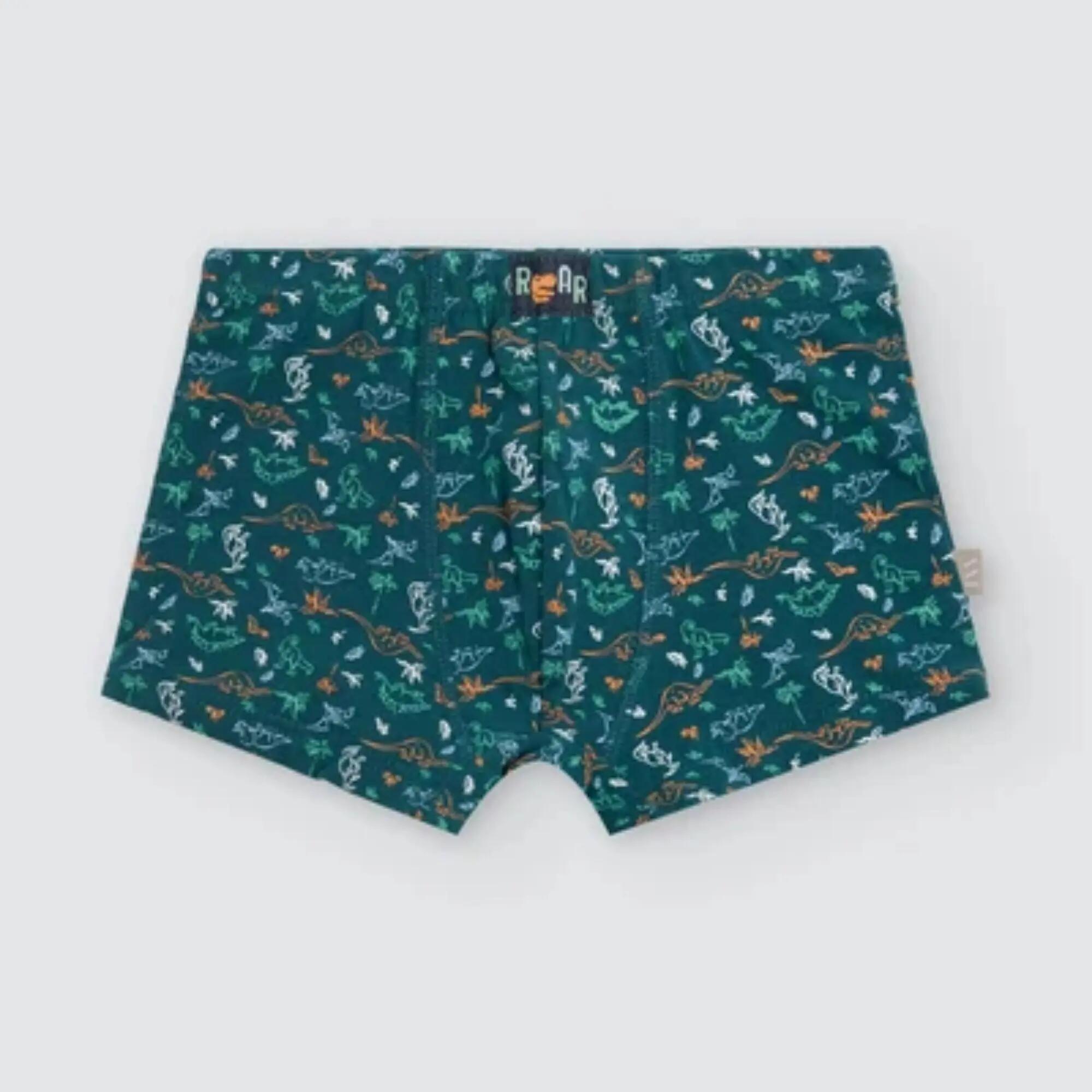 Pack de 2 boxers de menino em algodão com estampado de dinossauros 3/4