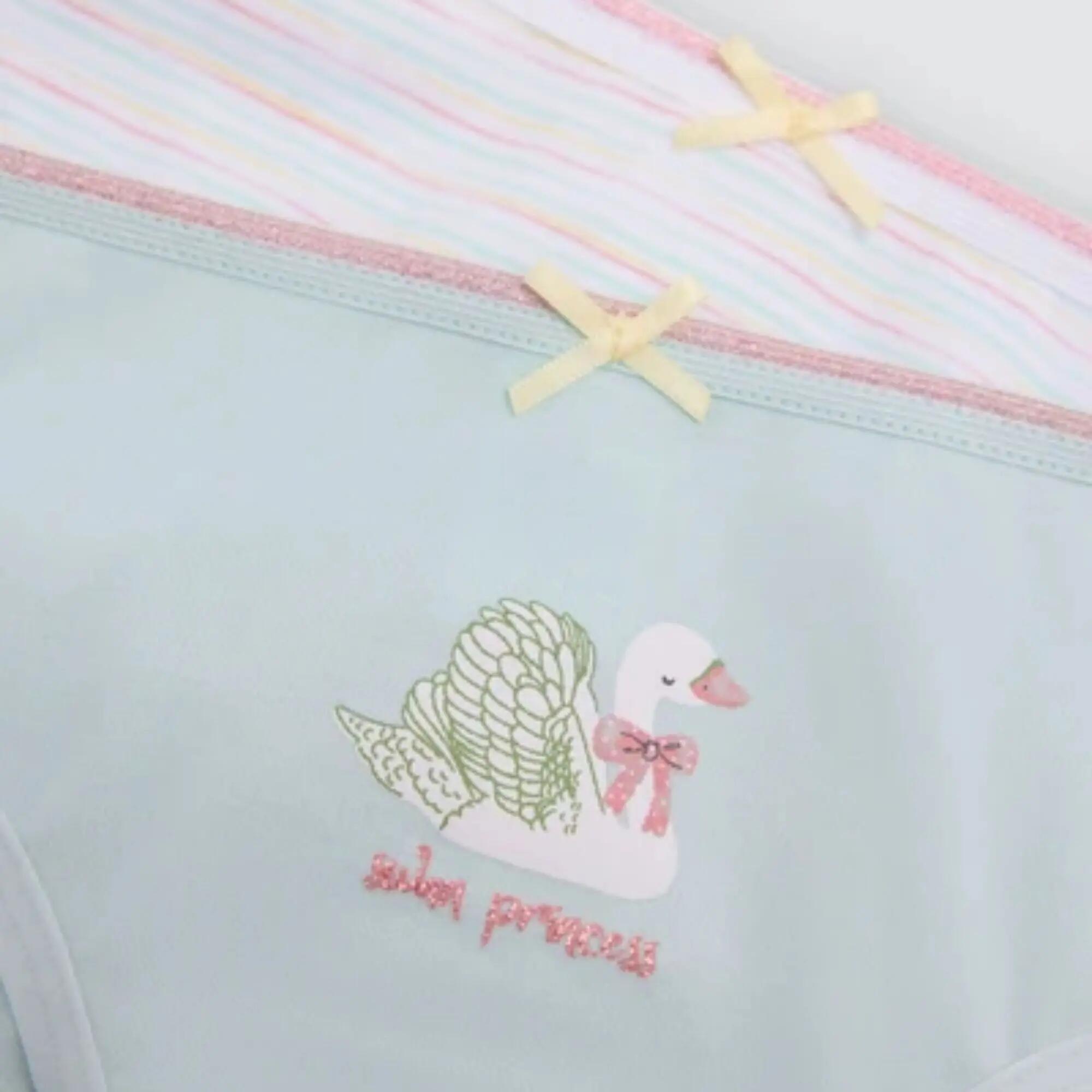 Pack de 2 cuecas de menina em algodão com estampado de riscas e cisne 4/4