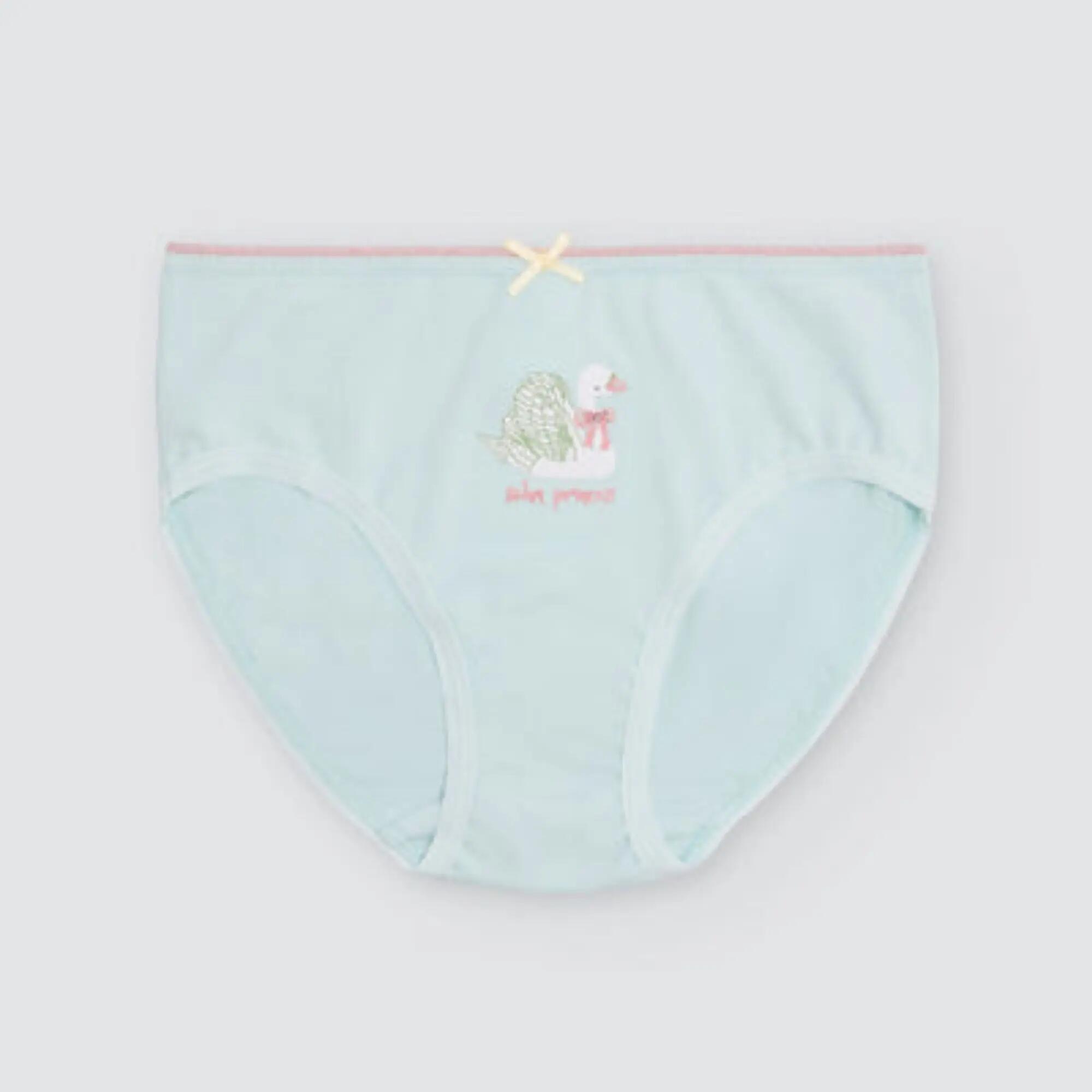 Pack de 2 cuecas de menina em algodão com estampado de riscas e cisne 3/4