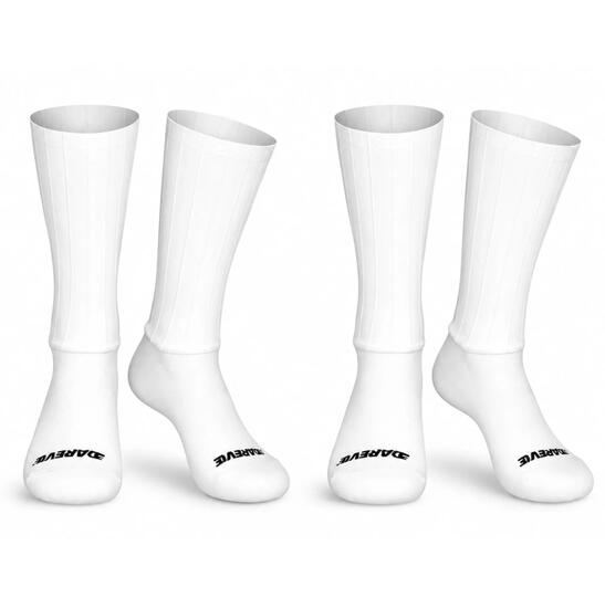 Chaussettes cyclisme aérodynamiques blanches lot de 2 paires - AERO