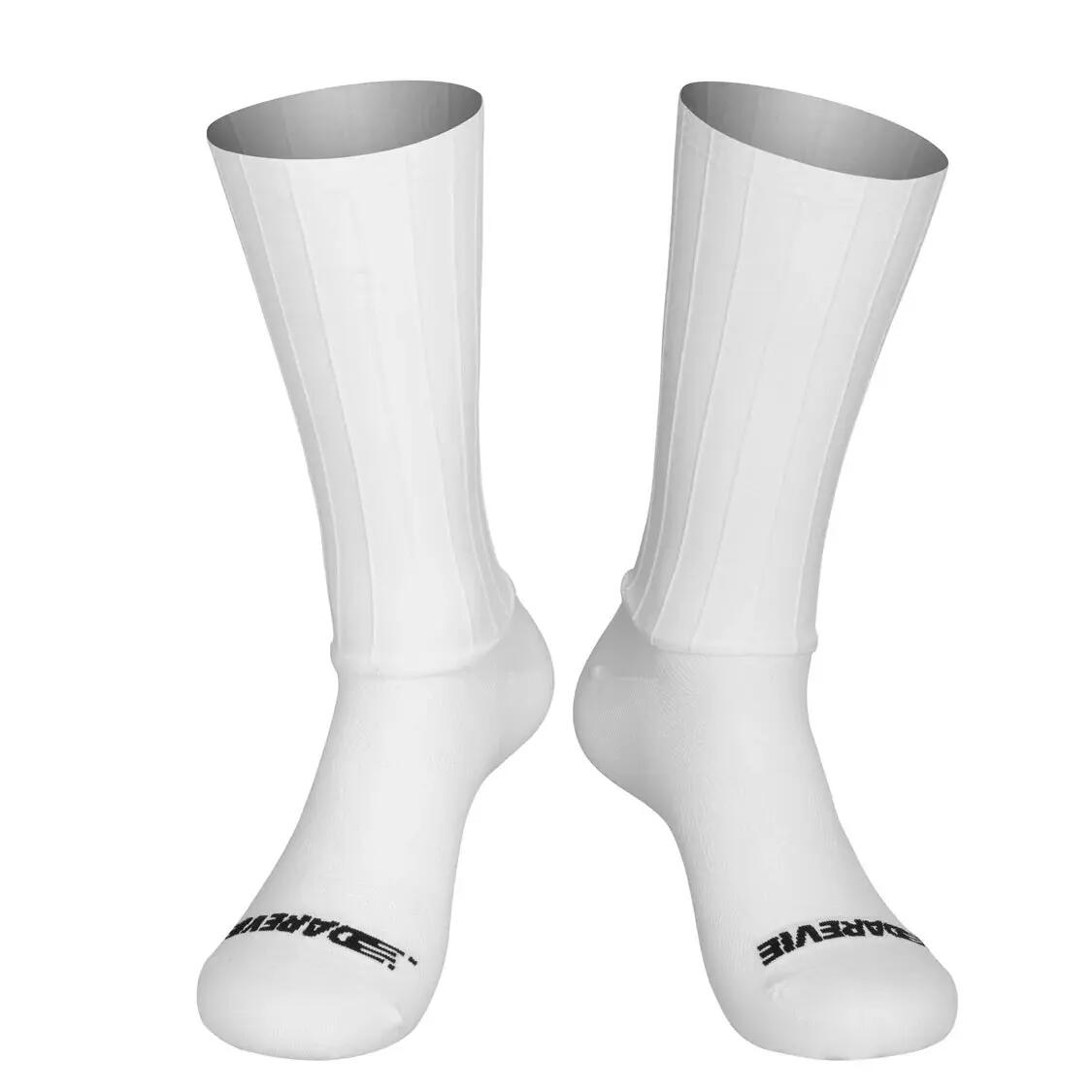 Chaussettes cyclisme aérodynamiques blanches lot de 2 paires - AERO 6/7