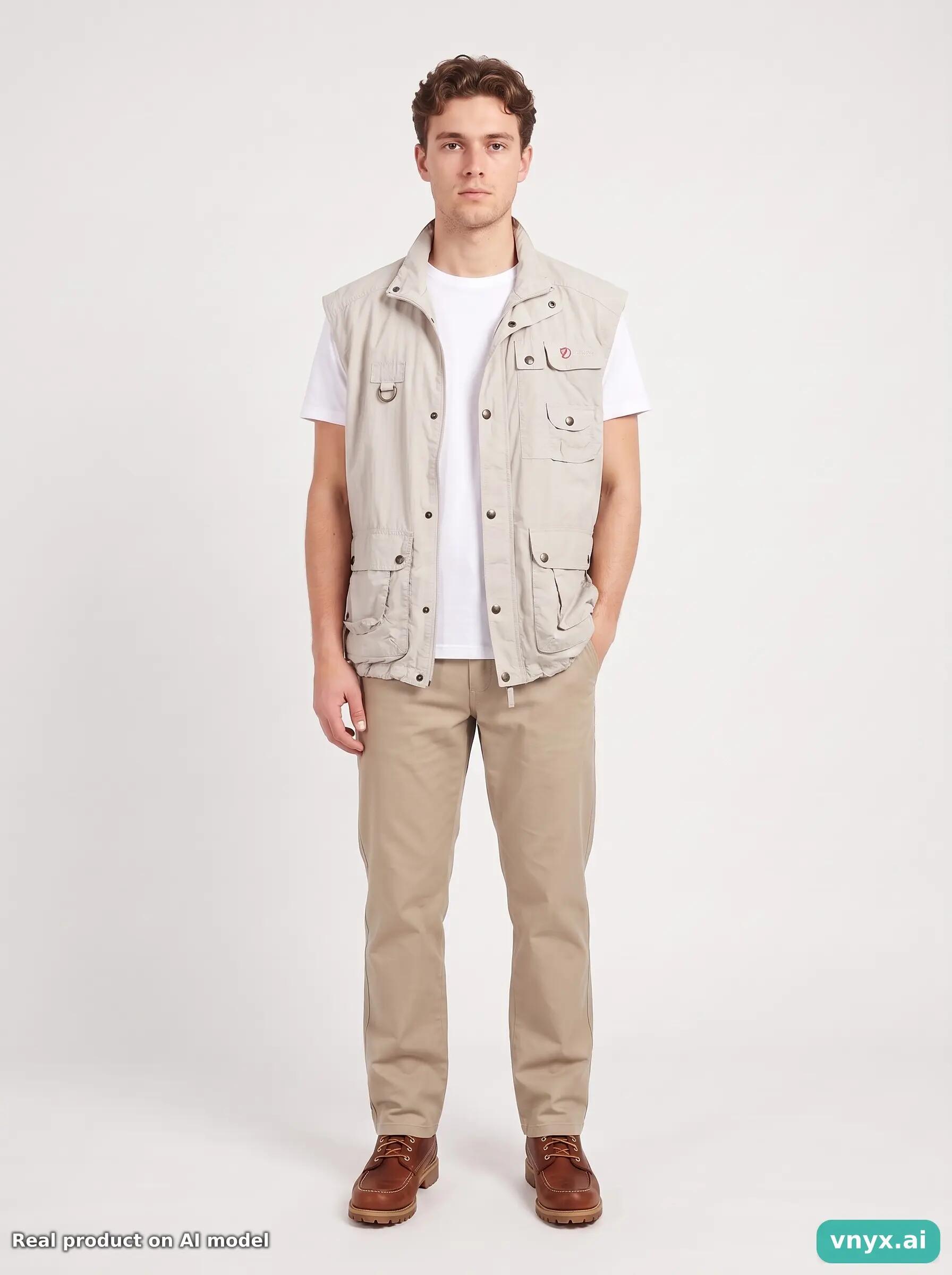 Second Life - Vintage Fjällräven Beige Fleece Vest Men M 6/6