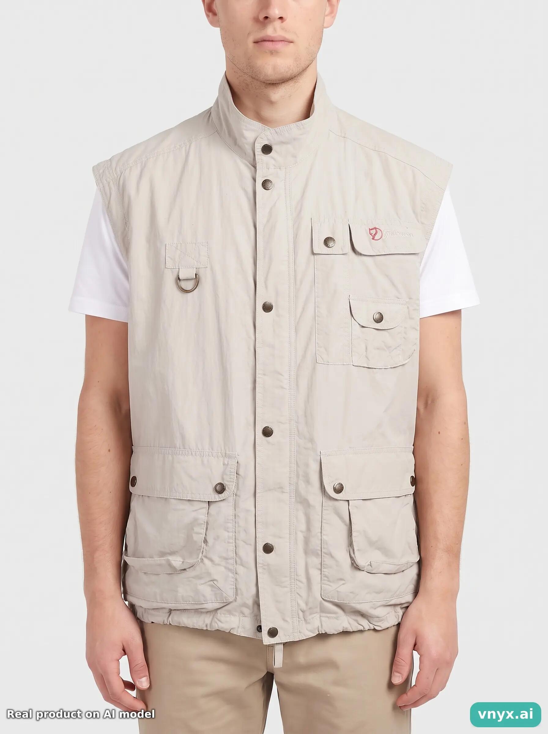 Second Life - Vintage Fjällräven Beige Fleece Vest Men M 5/6