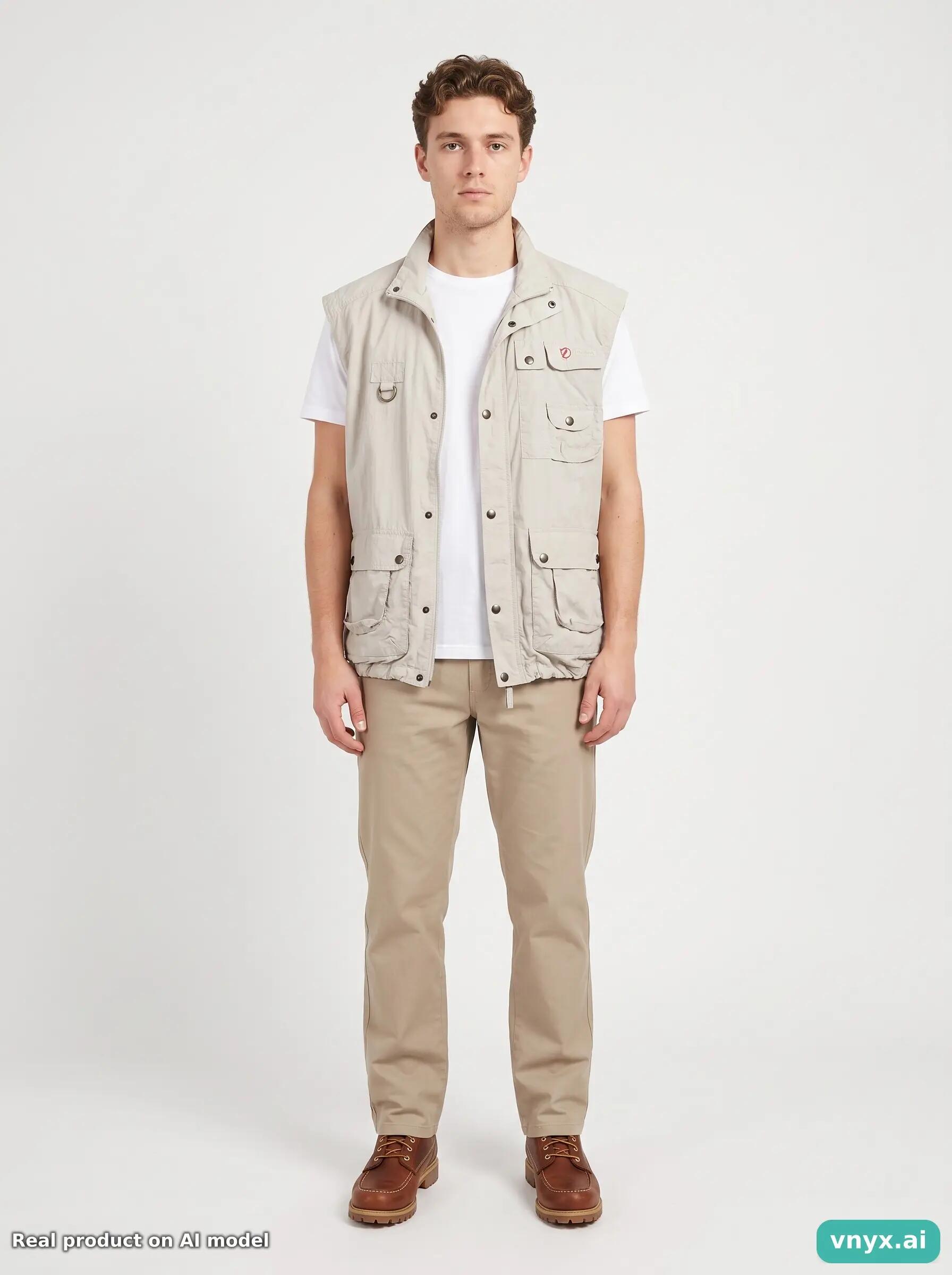 Second Life - Vintage Fjällräven Beige Fleece Vest Men M 3/6