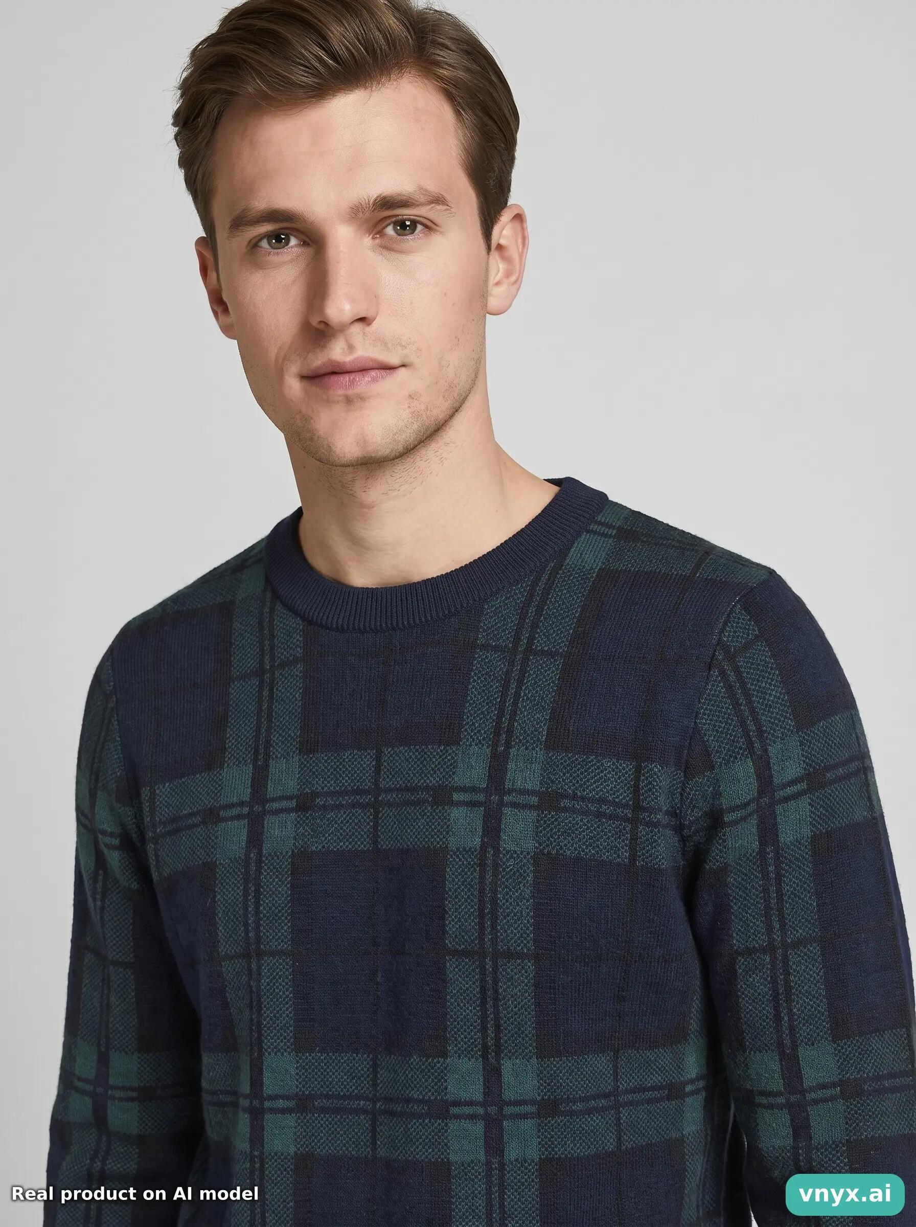 Second Life - Next Navy & Green Sweater Men S 5/5