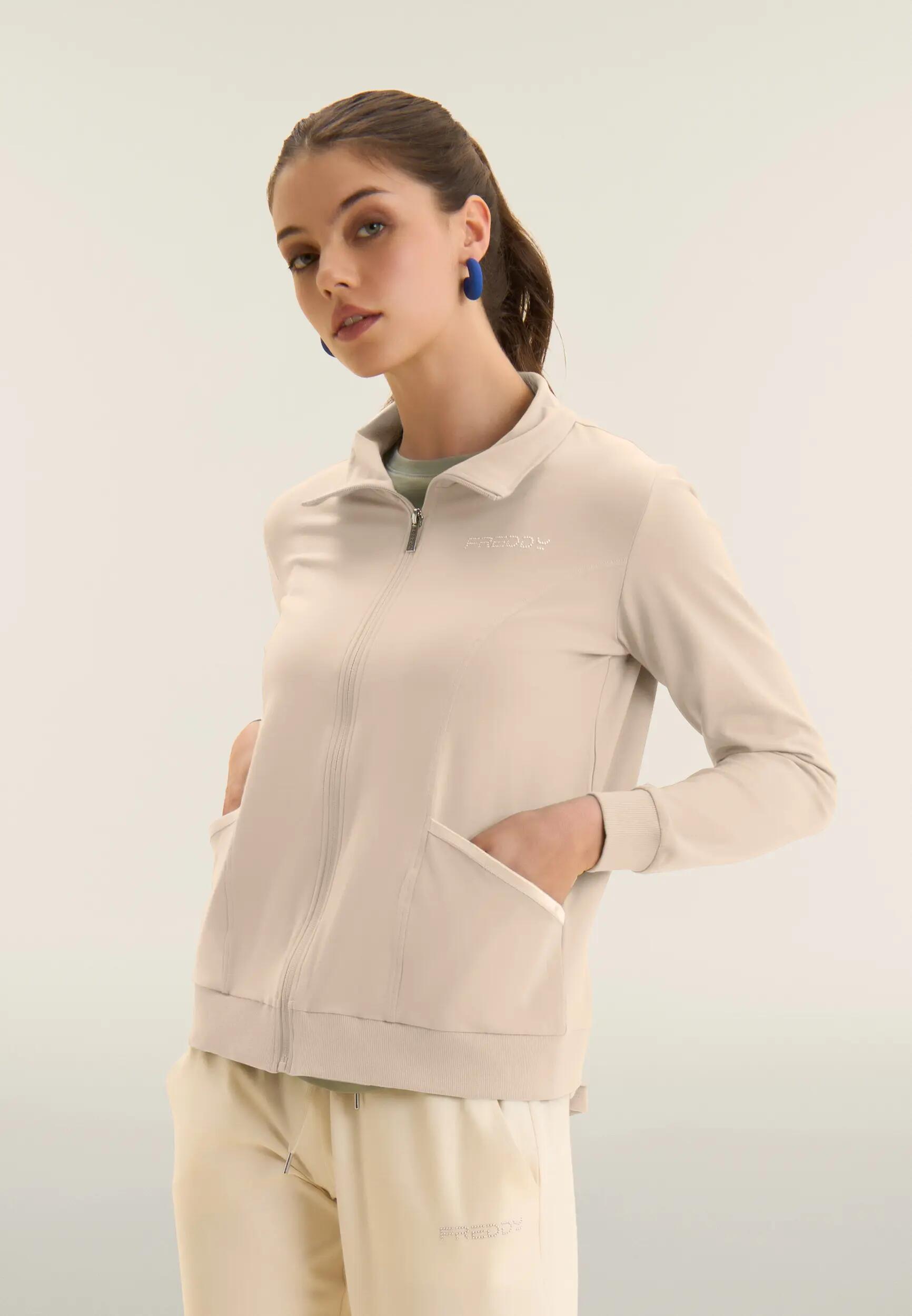 Sudadera con cremallera y cuello alto en tejido de punto elástico 2/6