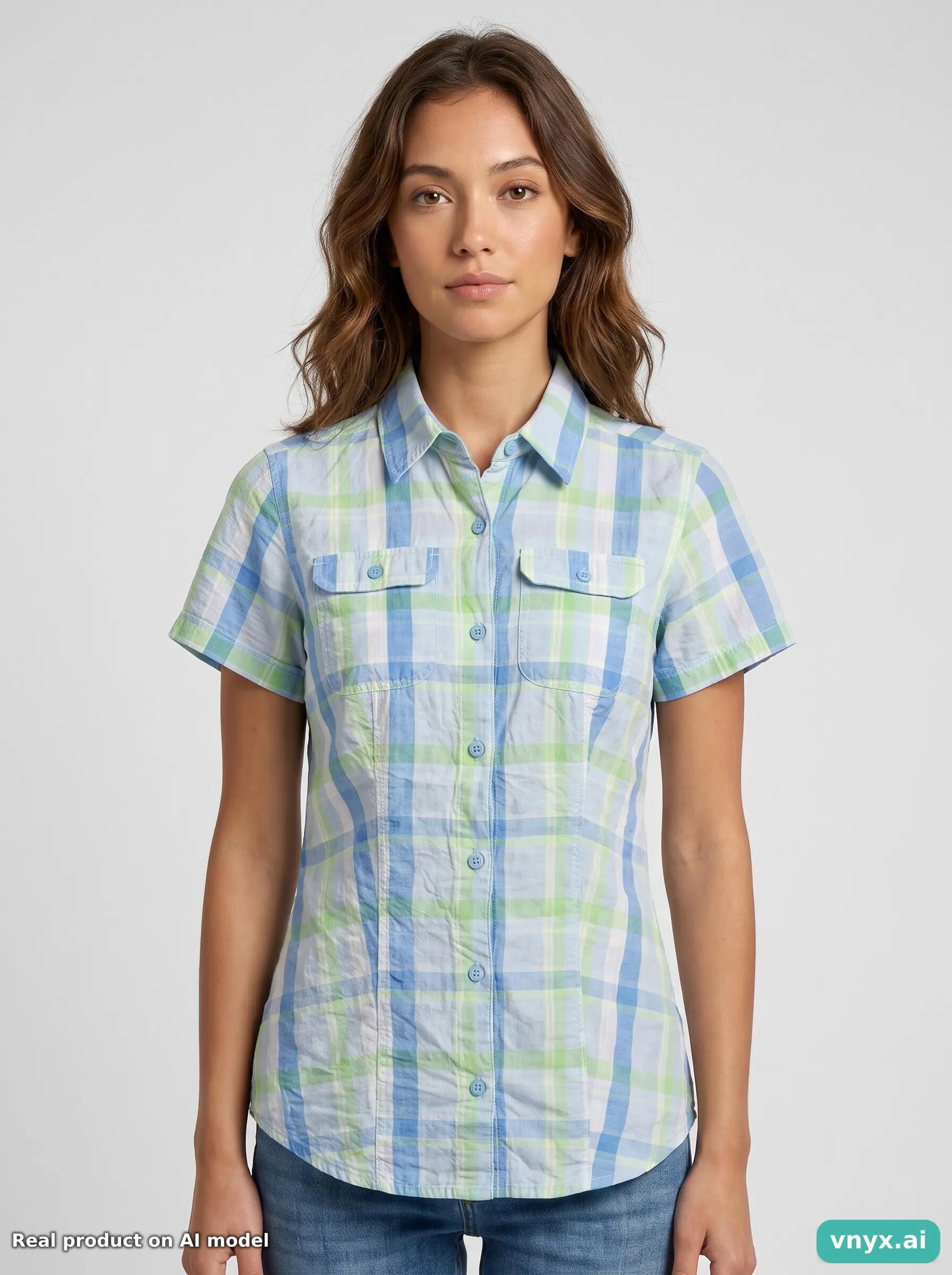 Second Life - Vintage Columbia Sportswear Company Light Blue Plaid Shirt Women 6/6