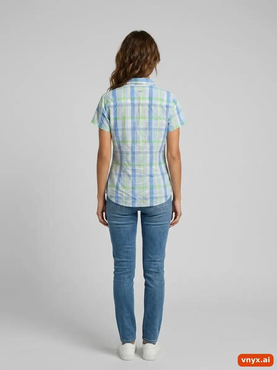 Second Life - Vintage Columbia Sportswear Company Light Blue Plaid Shirt Women 3/6