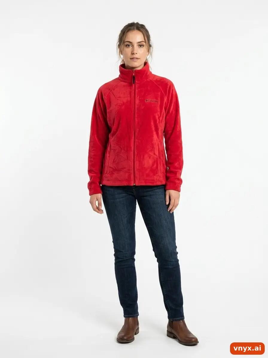 Second Life - Classic Columbia Sportswear Company Fleece Jacket in Red size M 2/6