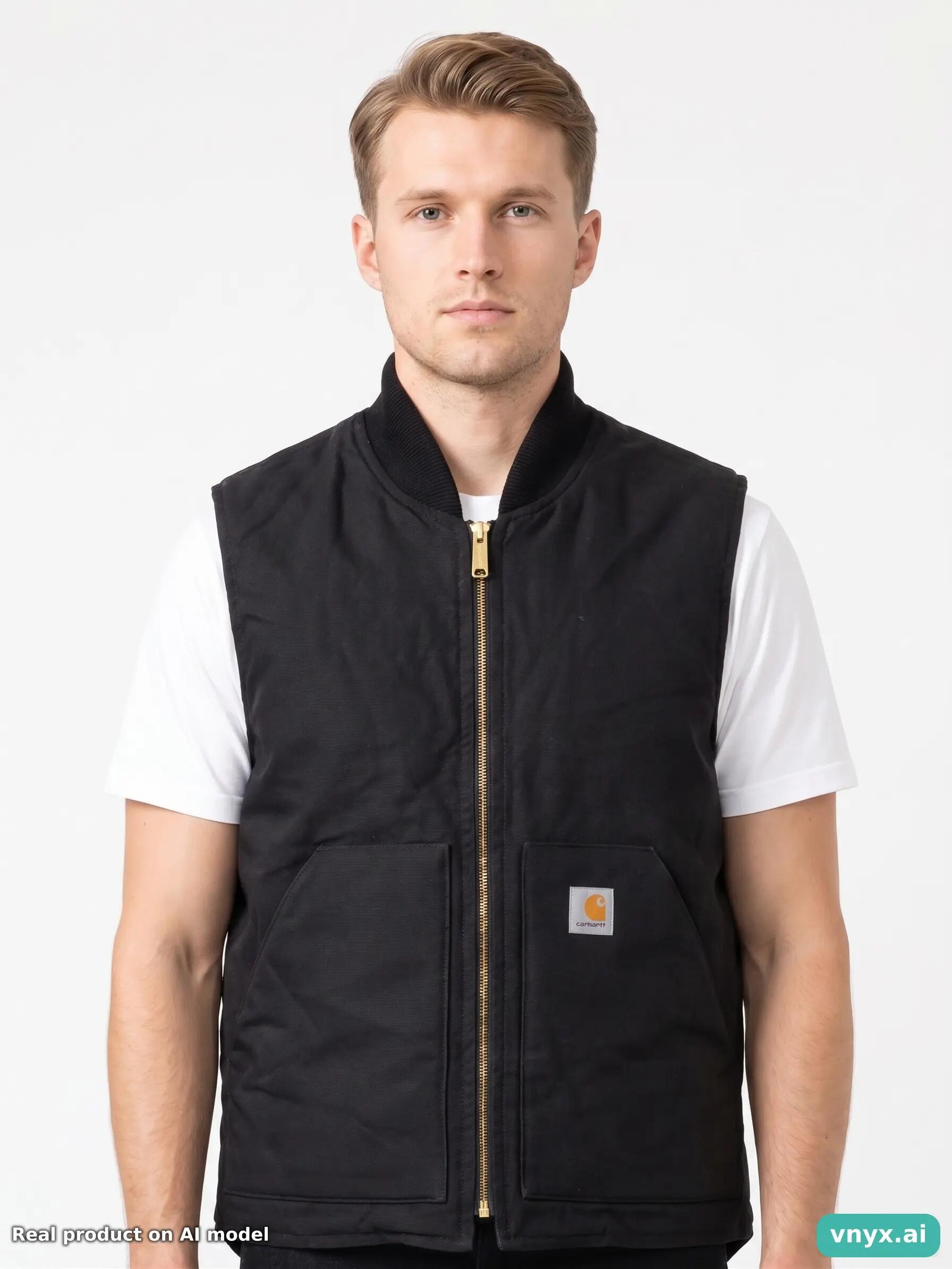 Second Life - Vintage Carhartt Black Puffer Vest Men M 5/5