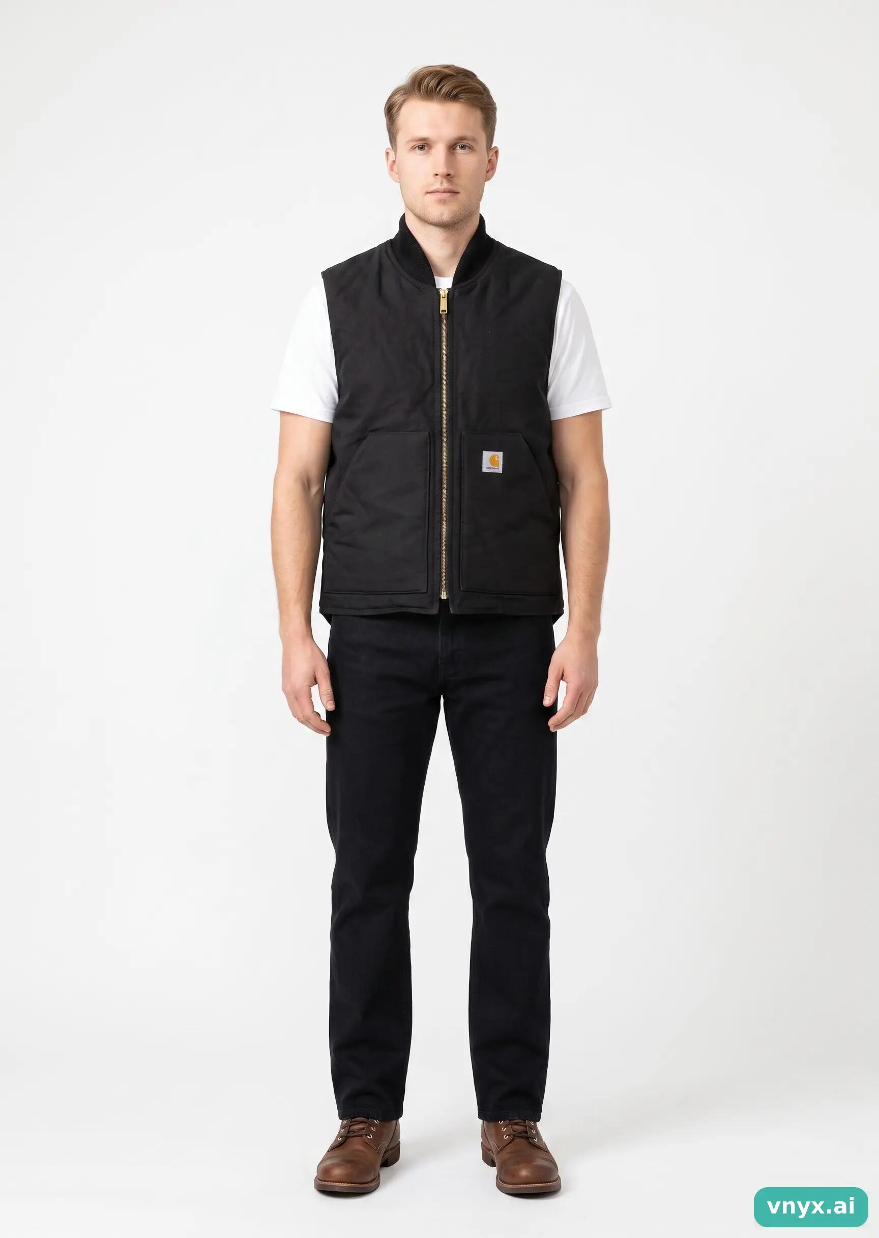 Second Life - Vintage Carhartt Black Puffer Vest Men M 3/5