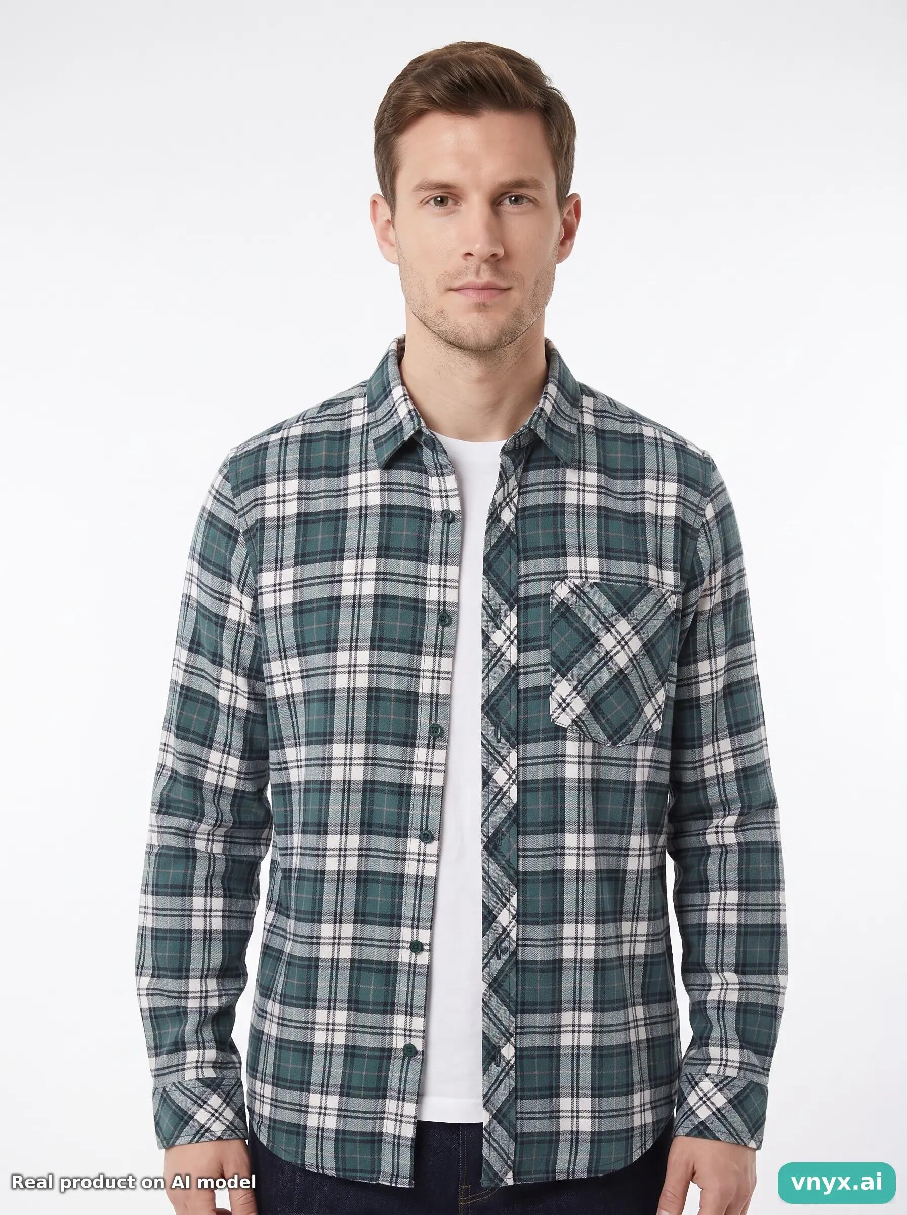 Second Life - Carhartt Green and White Plaid Casual Shirt Men S 5/5