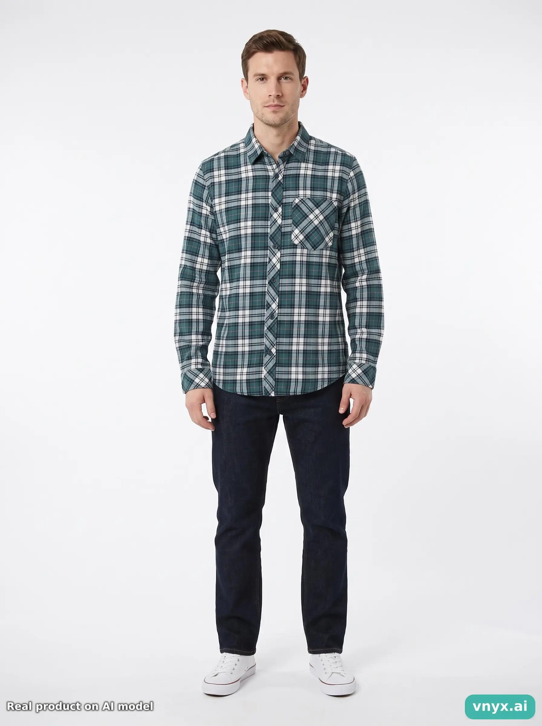 Second Life - Carhartt Green and White Plaid Casual Shirt Men S 3/5