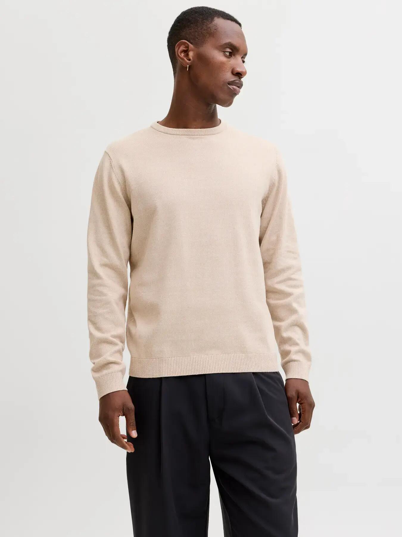 Homme Pull Regular Fit Basic Gris clair 3/8
