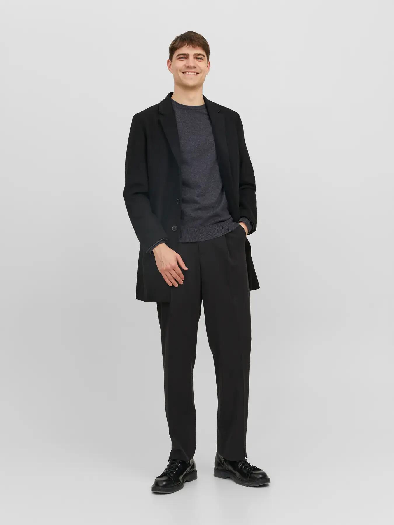 Homme Pull Knit Fit Emil Gris foncé 5/8