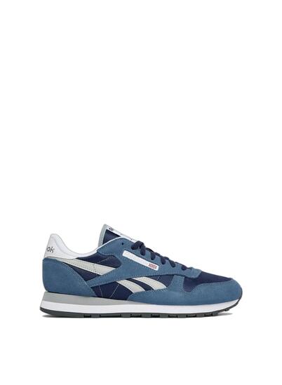 Herren-Sportschuhe, Reebok Classic Leather, Colorblock-Design, blau
