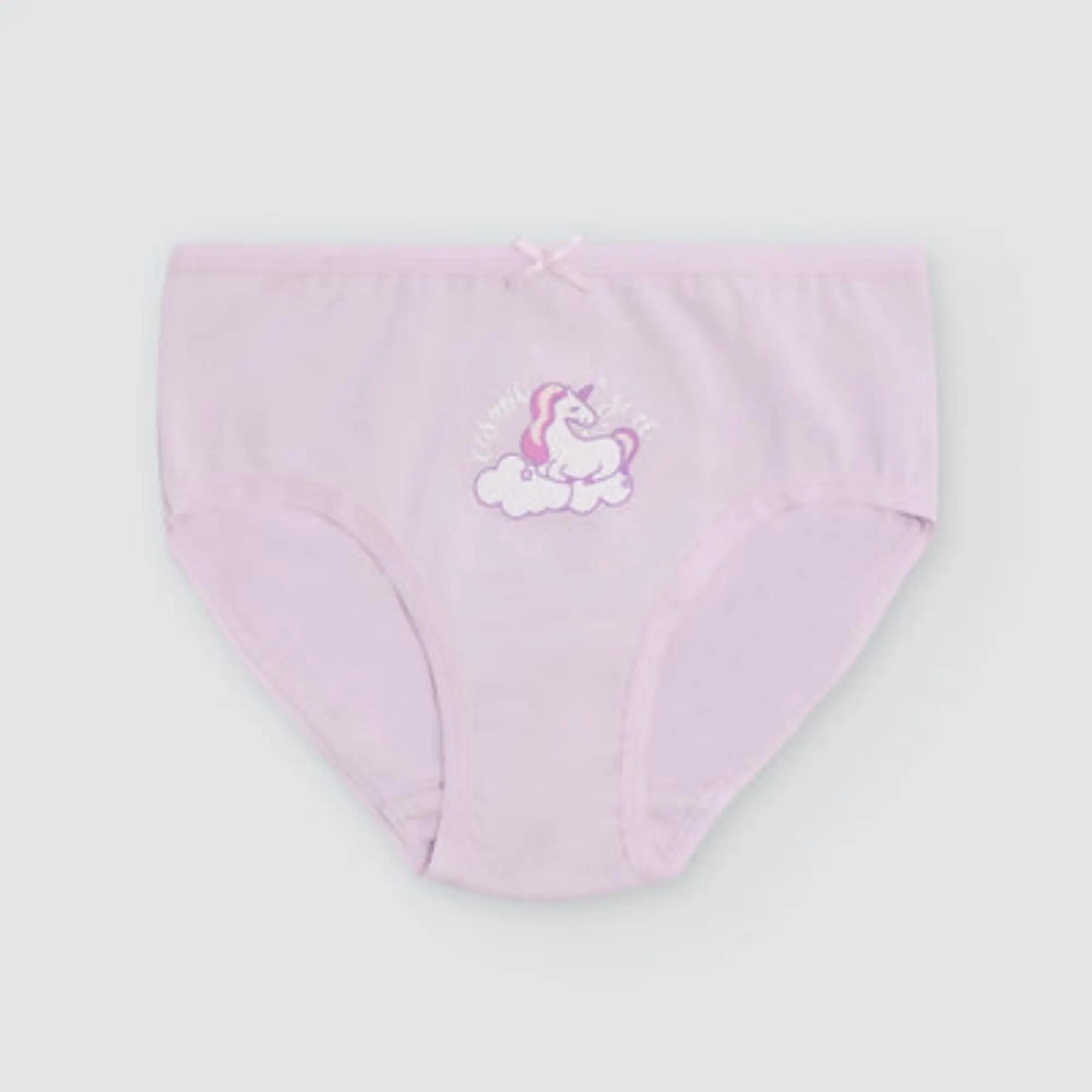 Pack de 2 cuecas de menina em algodão com estampado de unicórnio 3/4