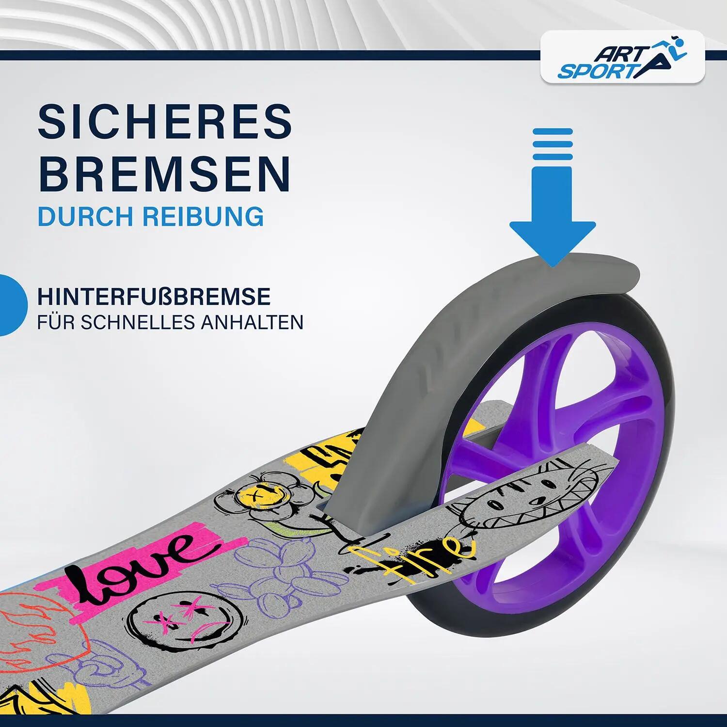 Scooter Graffity Grau klappbar höhenverstellbar Kinder-Roller ab 3 Jahre 8/8