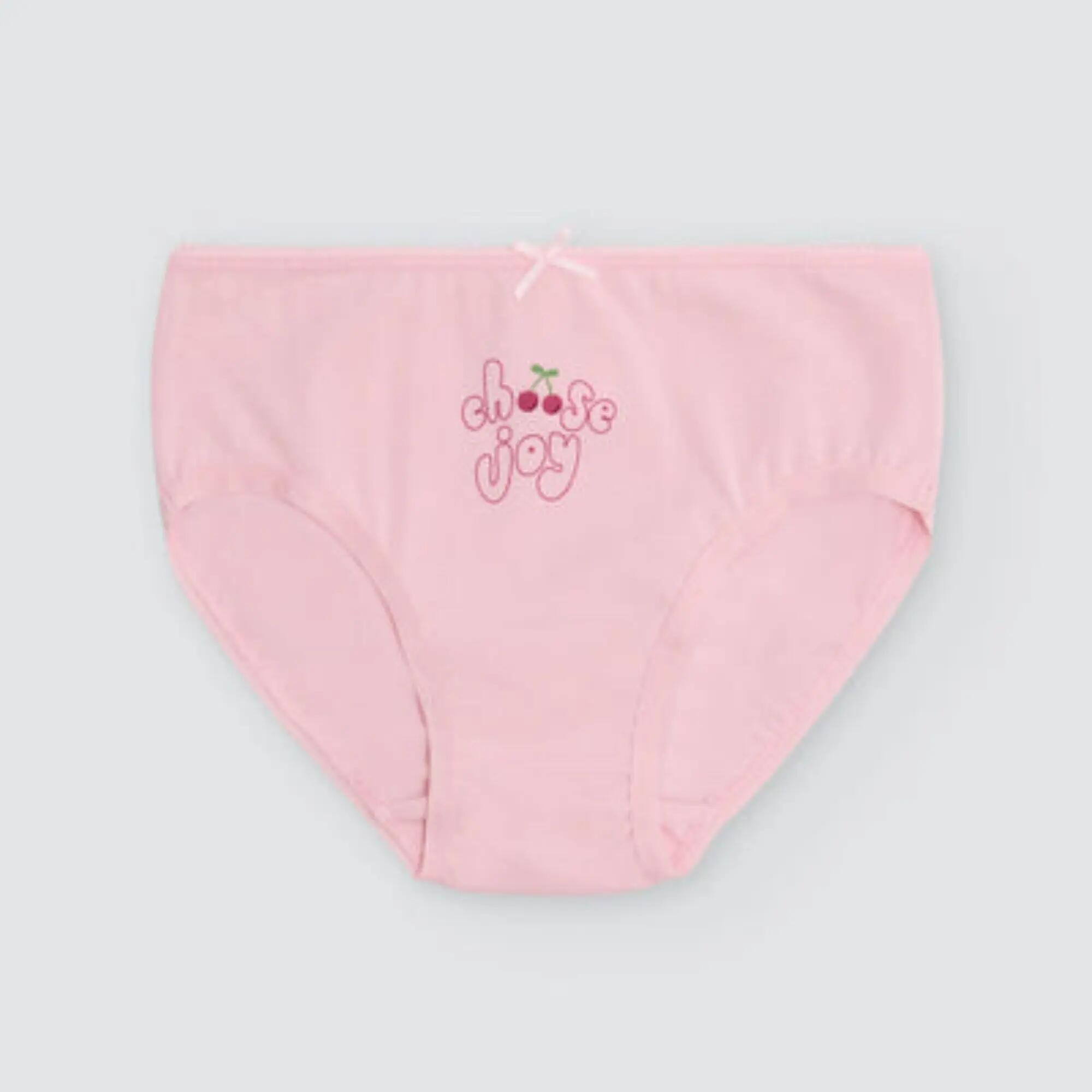 Pack de 2 cuecas de menina em algodão com estampado de cerejas 3/4