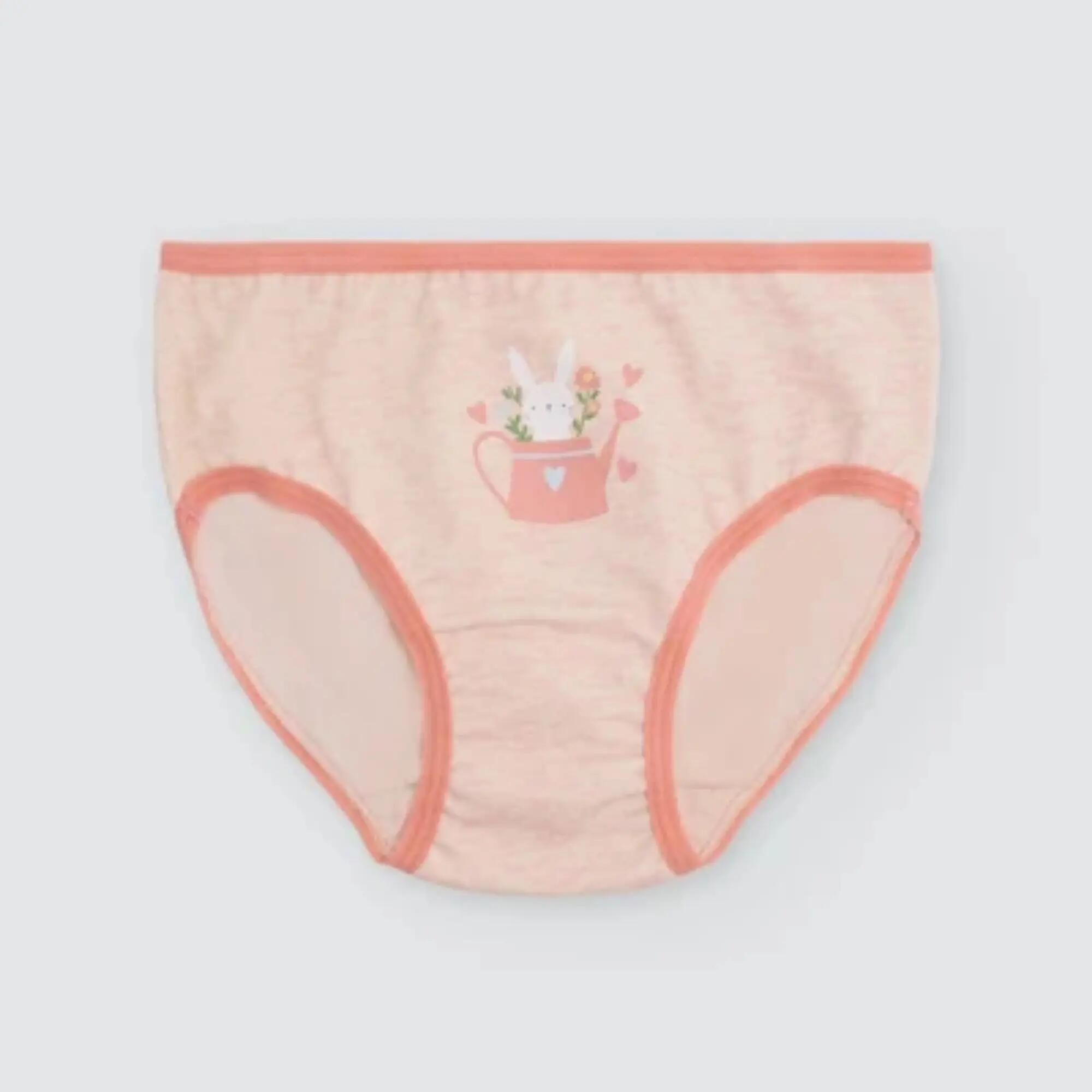 Pack de 2 cuecas de menina em algodão com estampado de corações e coelho 4/5