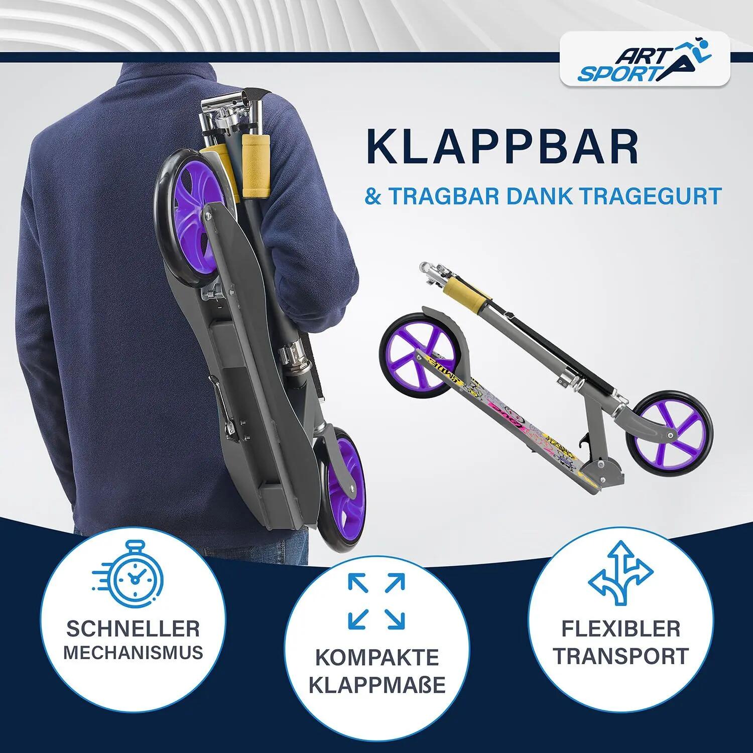 Scooter Graffity Grau klappbar höhenverstellbar Kinder-Roller ab 3 Jahre 5/8