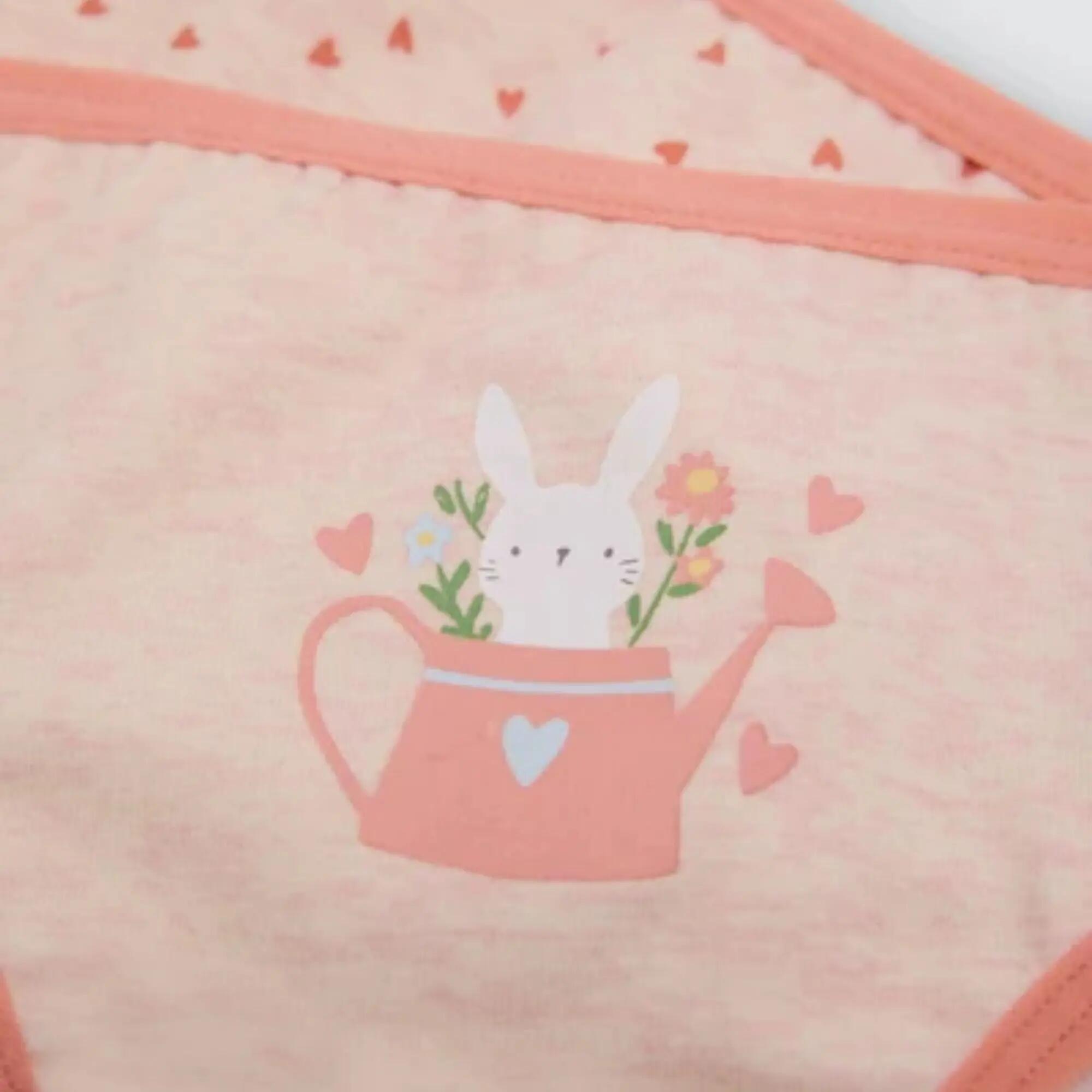 Pack de 2 cuecas de menina em algodão com estampado de corações e coelho 2/5