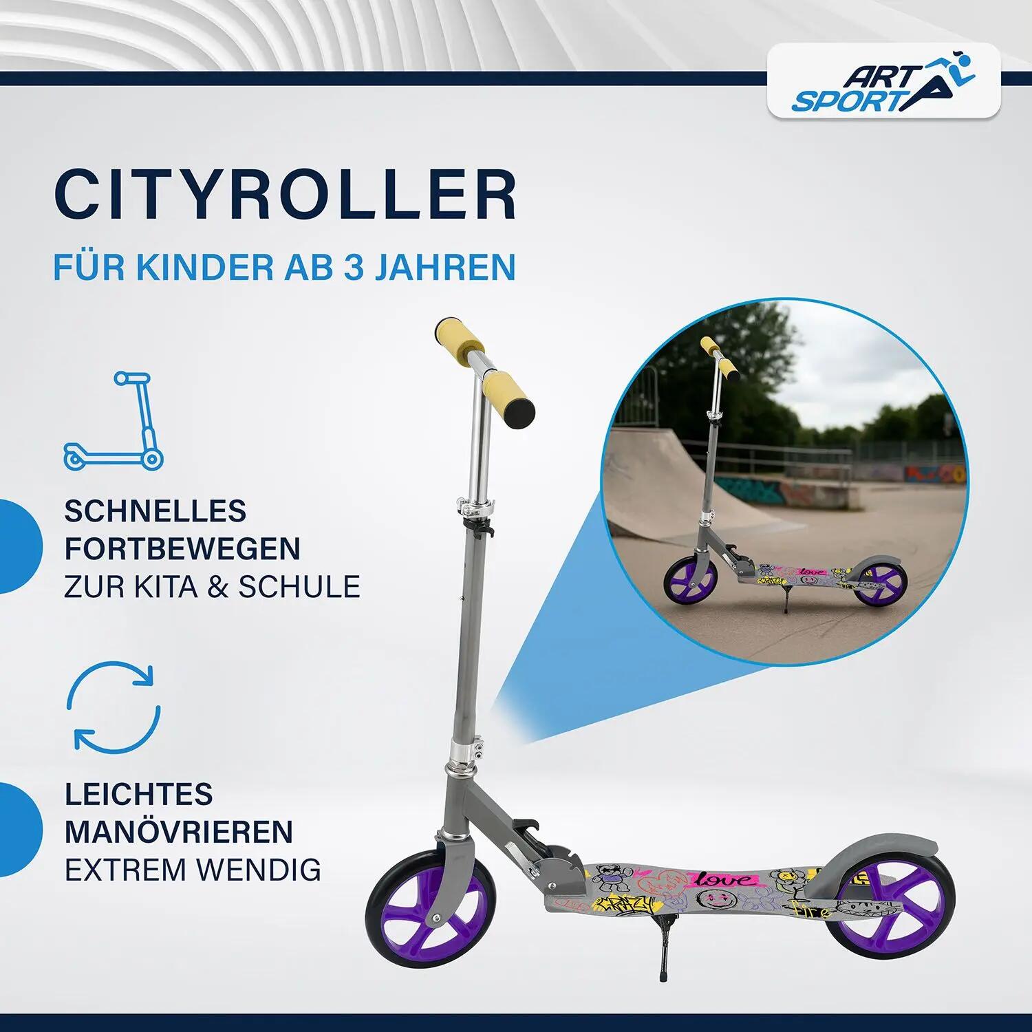 Scooter Graffity Grau klappbar höhenverstellbar Kinder-Roller ab 3 Jahre 2/8