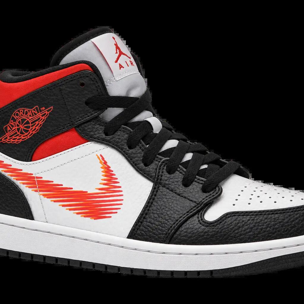 Herren - Sneaker - Glattleder - Zig-Zag-Design - Jordan 1 Mid - Mehrfarbig
