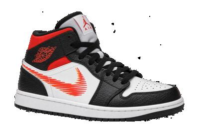 Heren - sportschoenen - glad leer - zigzagdesign - jordan 1 mid - meerkleurig