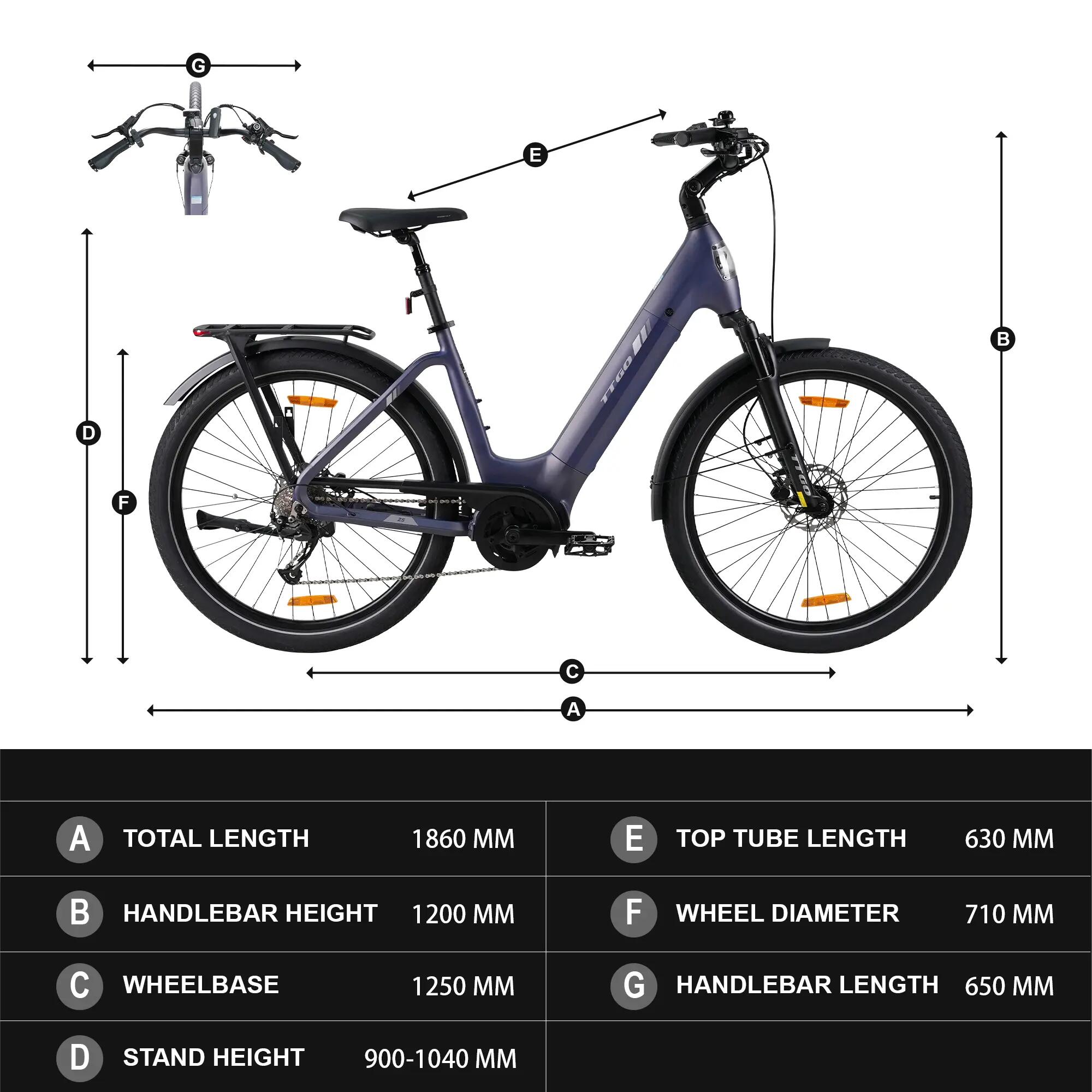 Elektrický bicykel pre dospelých TTGO Z5, motor 250 W, batéria 36 V 18 Ah 5/13