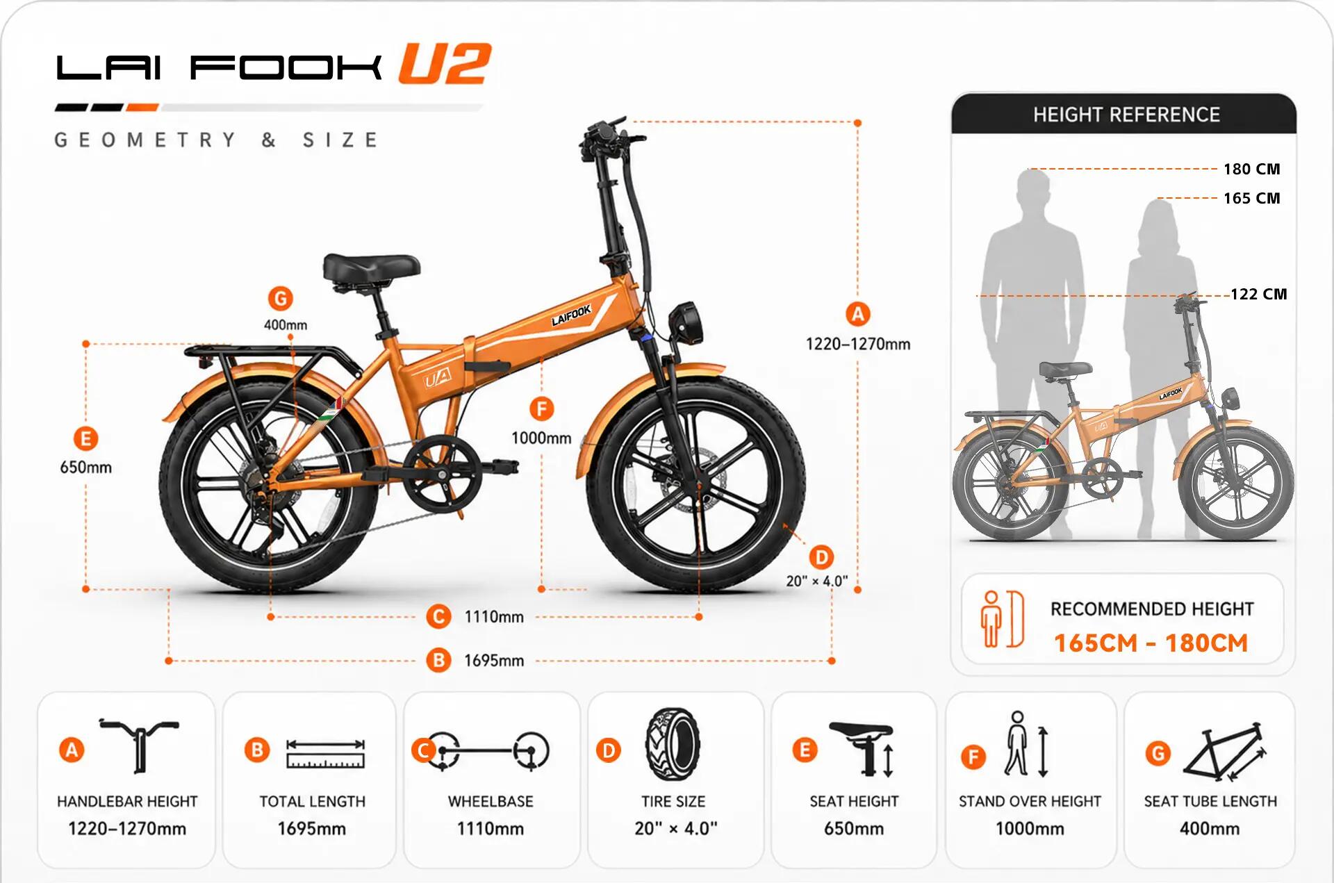 Elektrický bicykel LAIFOOK V2 20", Motorom 250W, 48V 18Ah, Skladaci 6/6