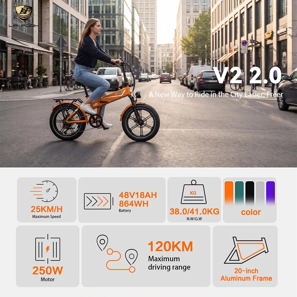 Elektrický bicykel LAIFOOK V2 20", Motorom 250W, 48V 18Ah, Skladaci 2/6