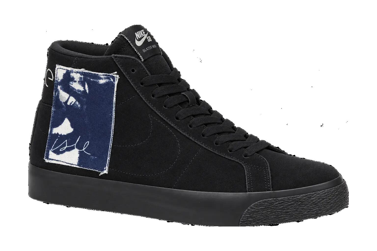 Pánske skate tenisky stredne vysoké s nášivkami SB Blazer Mid čierne 1/1