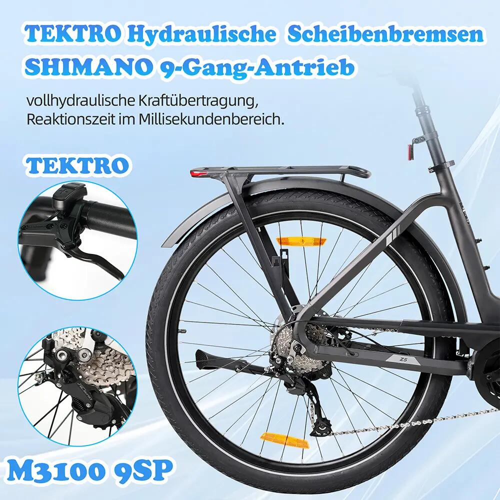 Mestský elektrobicykel TTGO Z5 batéria 36V 18Ah 27,5" pláště 5/9