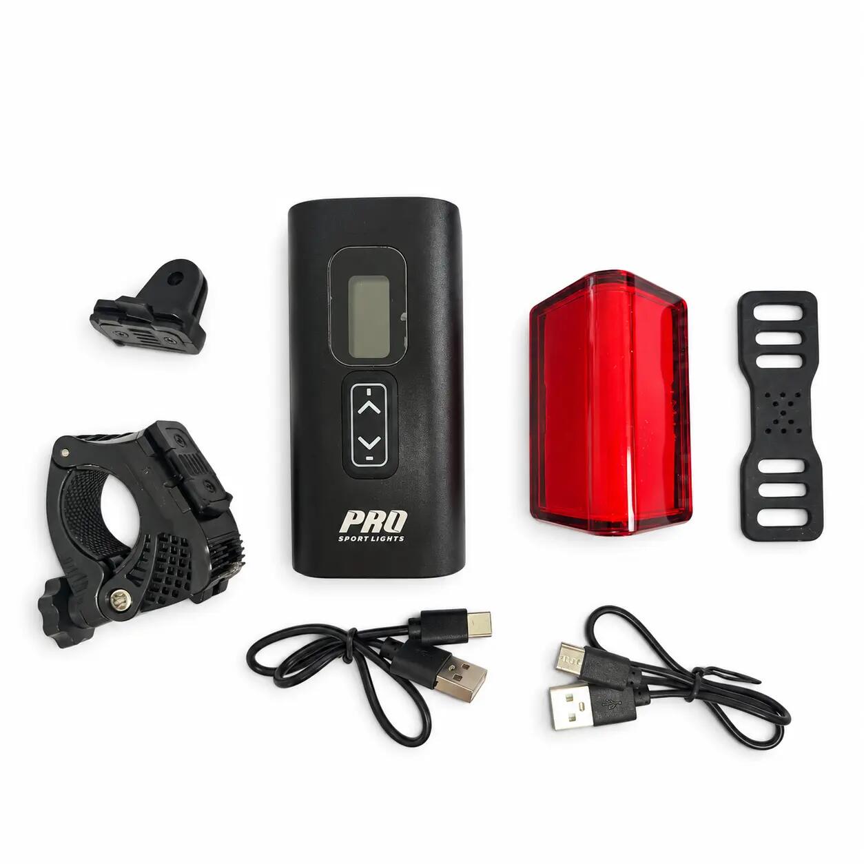 Set di luci per bicicletta 2200 e 300 lumen luce anteriore e luce posteriore 15/15