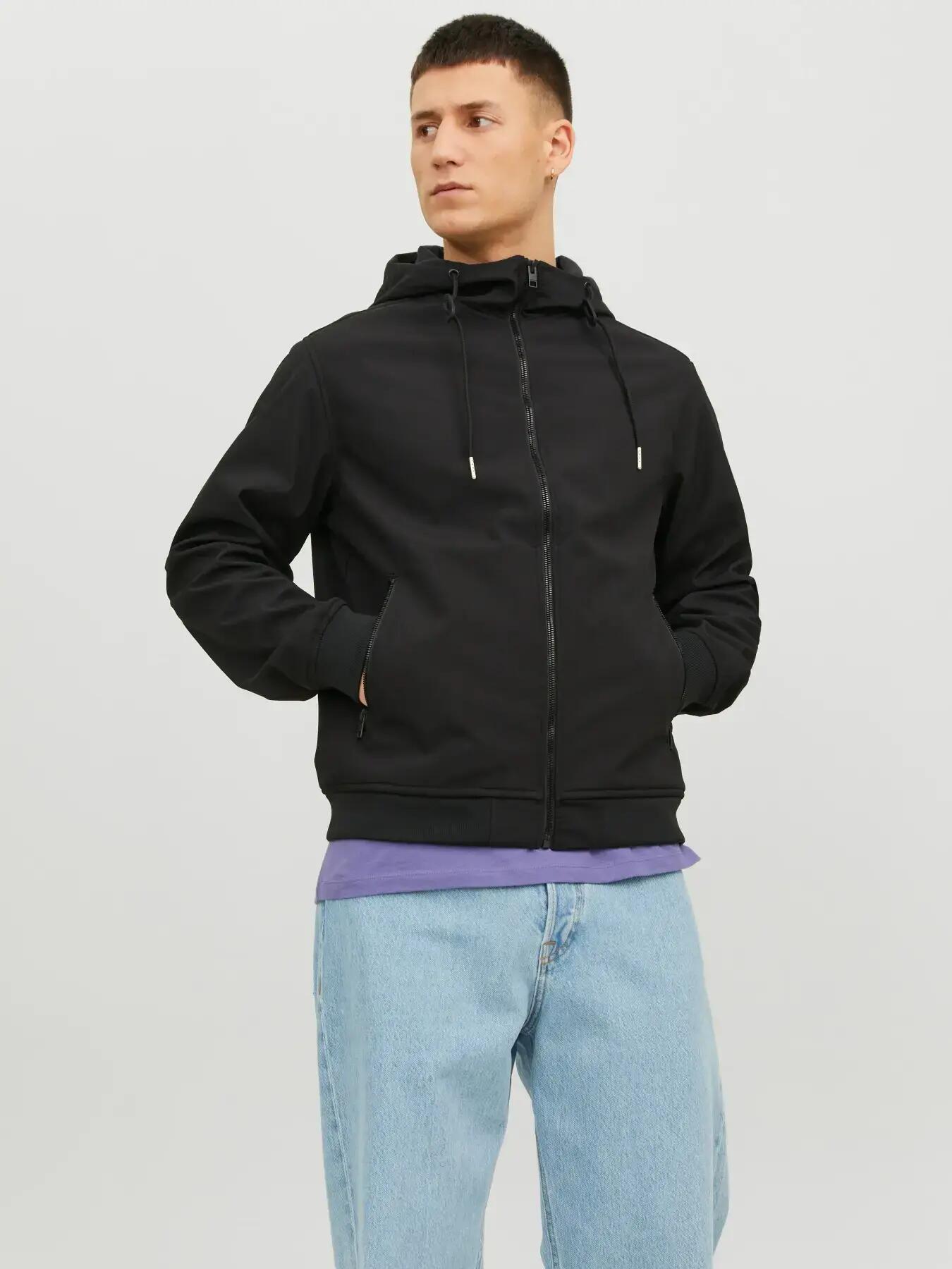 Herren Jacke Basic Schwarz 3/8